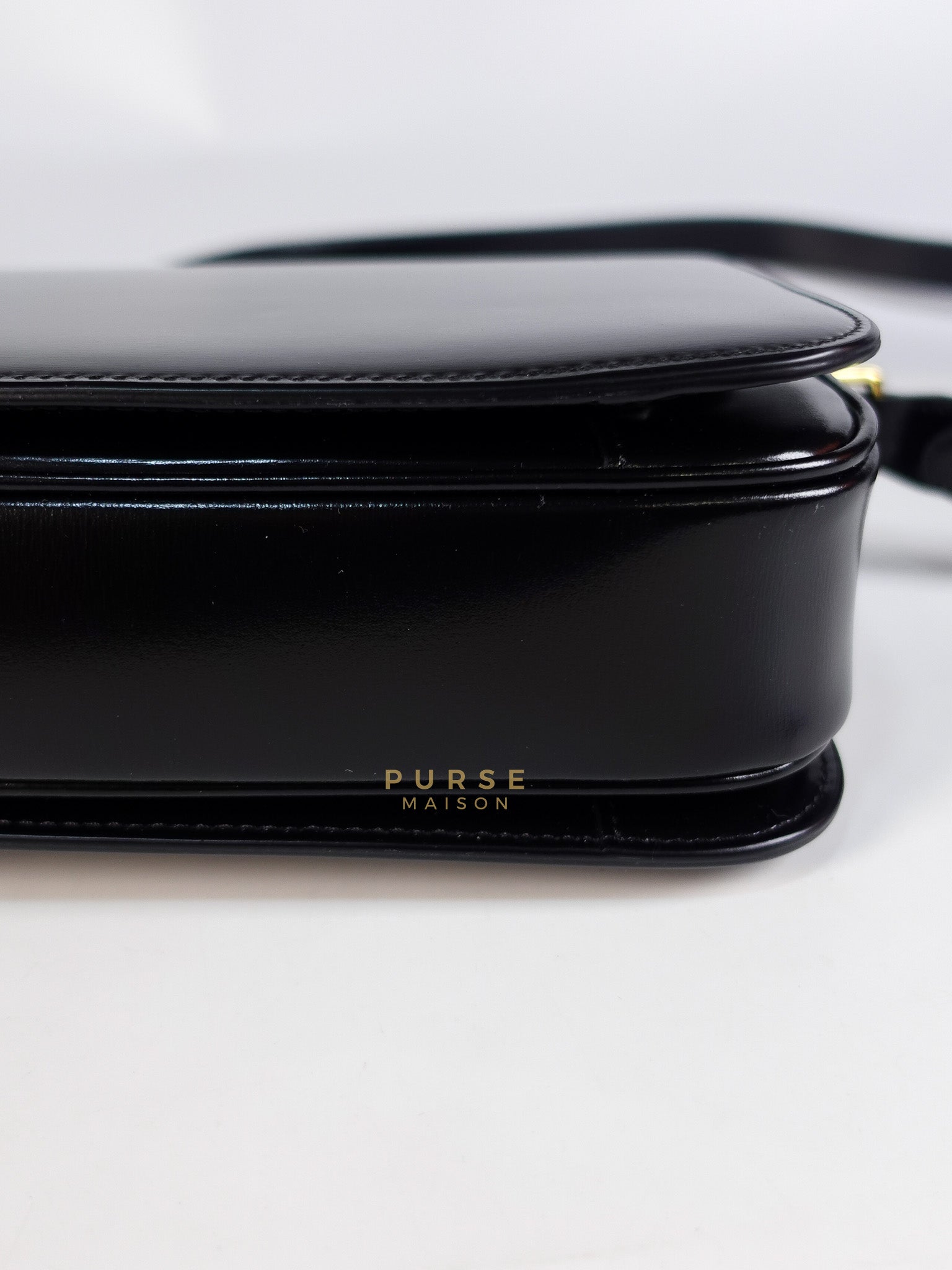 Classic Triomphe Medium Black Shiny Calfskin Leather | Purse Maison Luxury Bags Shop