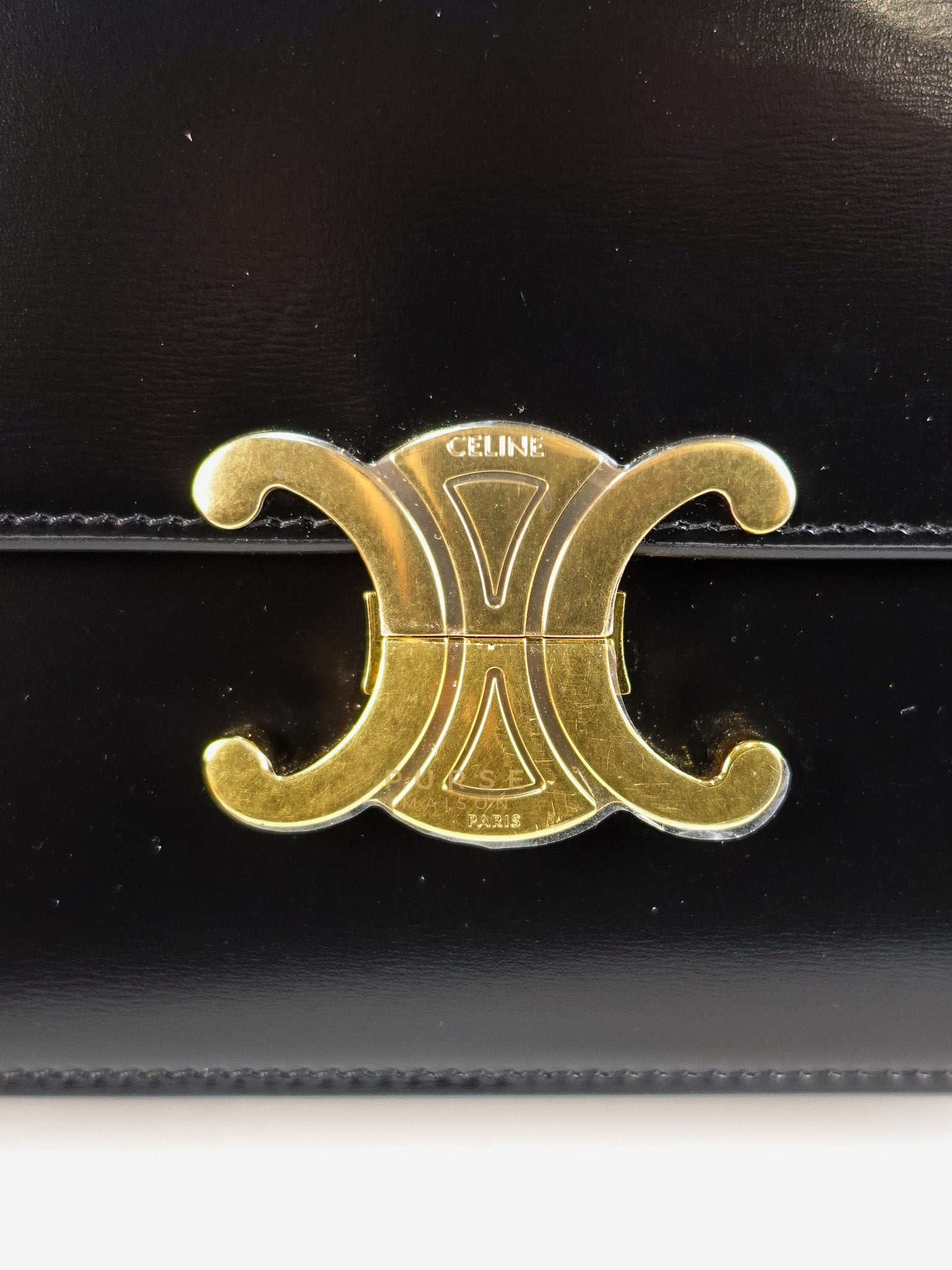 Classic Triomphe Medium Black Shiny Calfskin Leather | Purse Maison Luxury Bags Shop