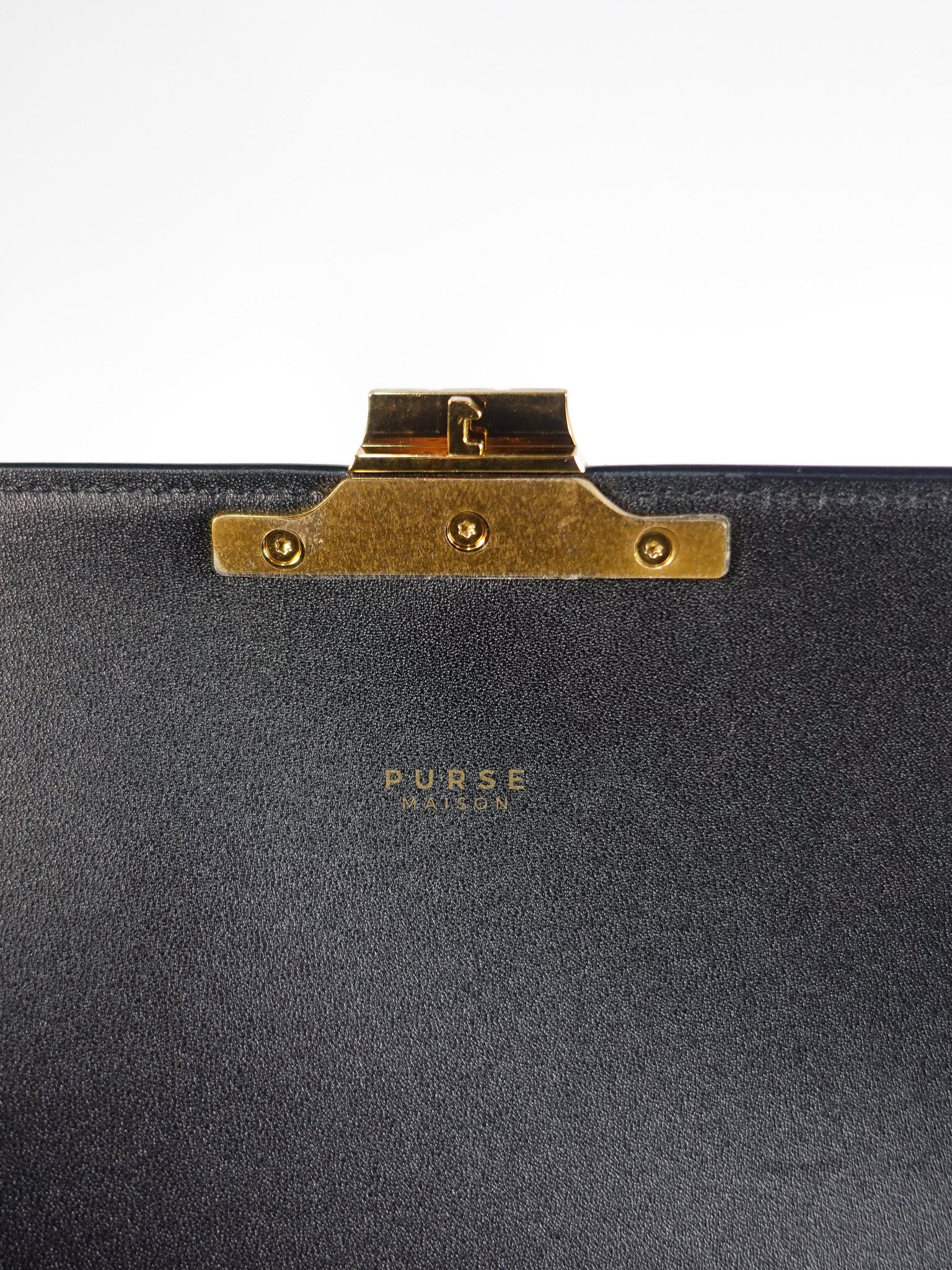 Classic Triomphe Medium Black Shiny Calfskin Leather | Purse Maison Luxury Bags Shop