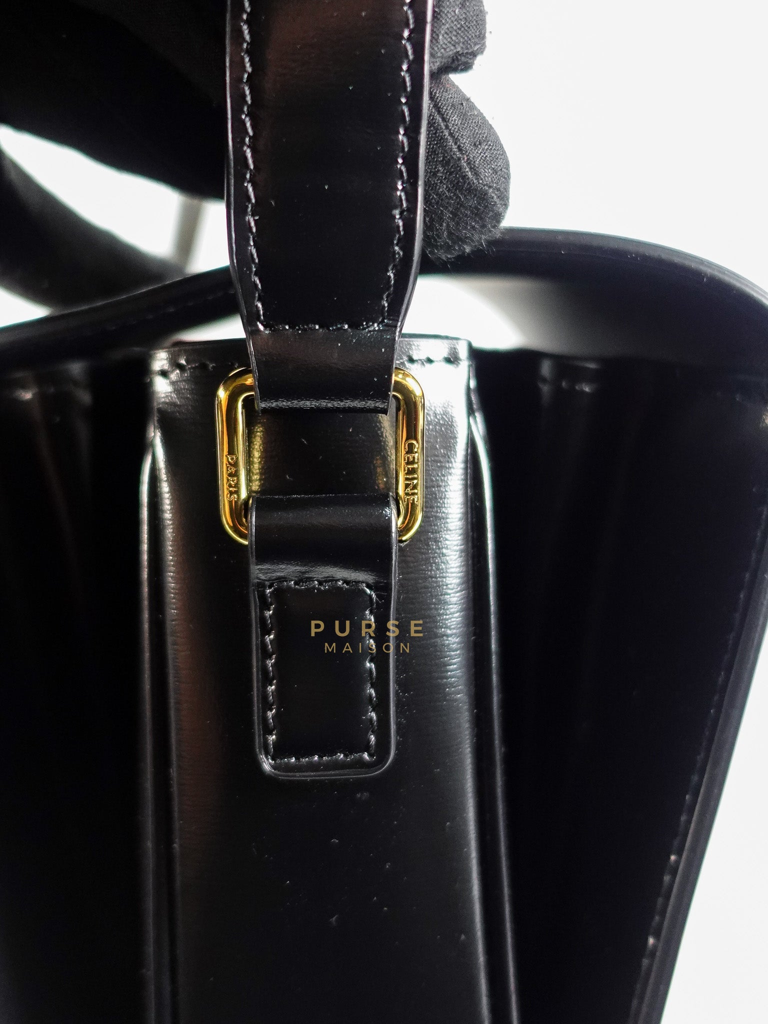 Classic Triomphe Medium Black Shiny Calfskin Leather | Purse Maison Luxury Bags Shop