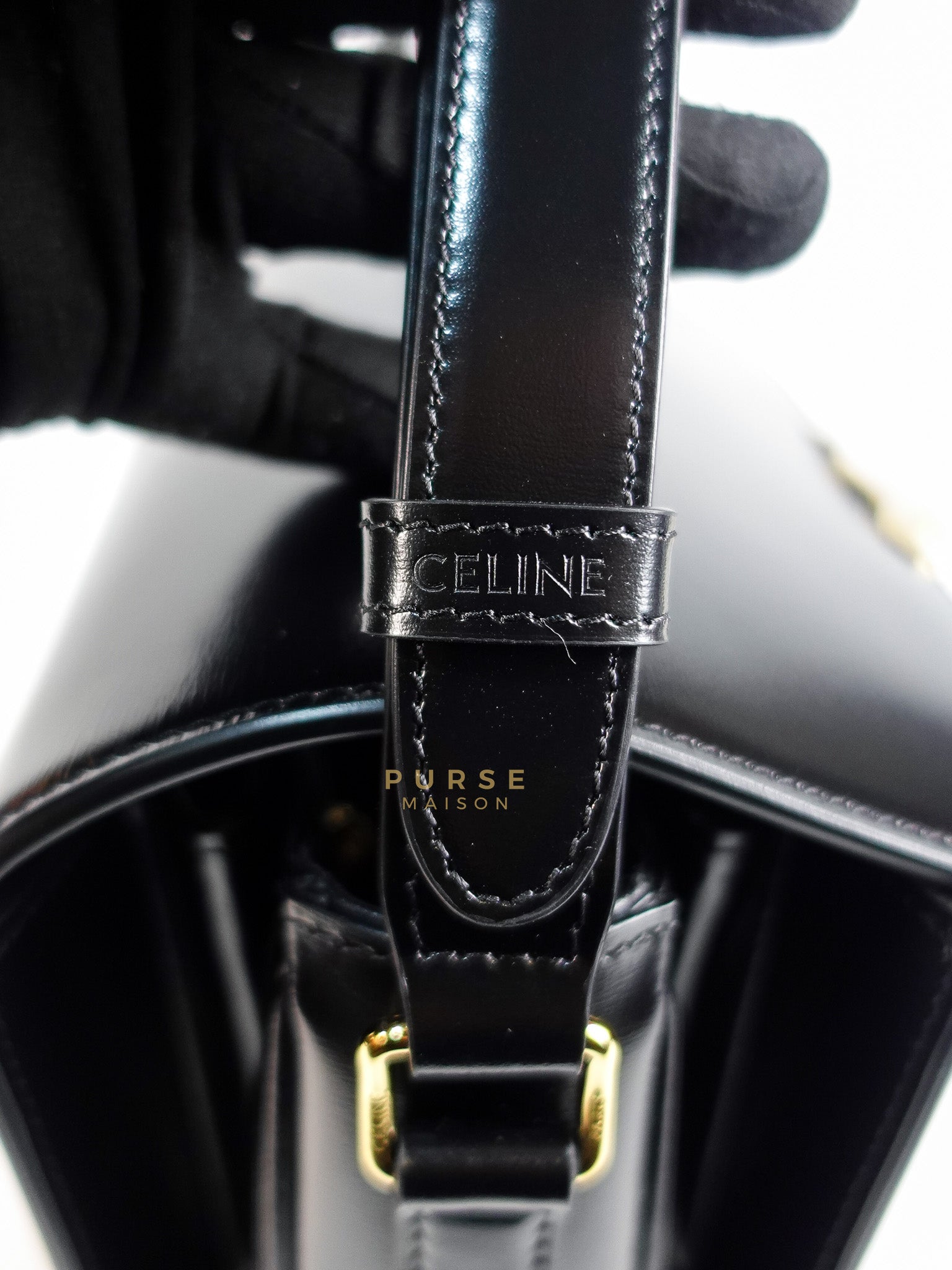 Classic Triomphe Medium Black Shiny Calfskin Leather | Purse Maison Luxury Bags Shop