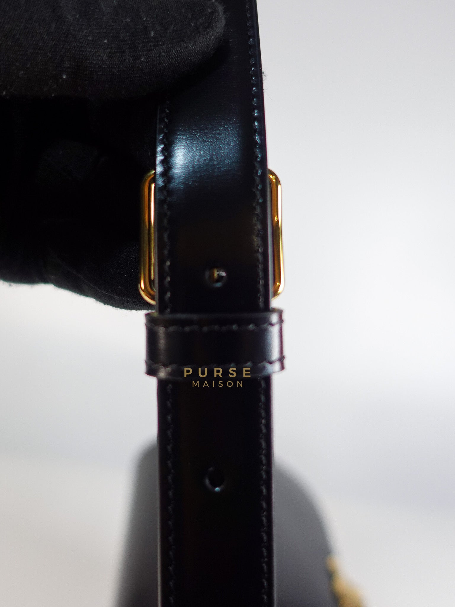 Classic Triomphe Medium Black Shiny Calfskin Leather | Purse Maison Luxury Bags Shop