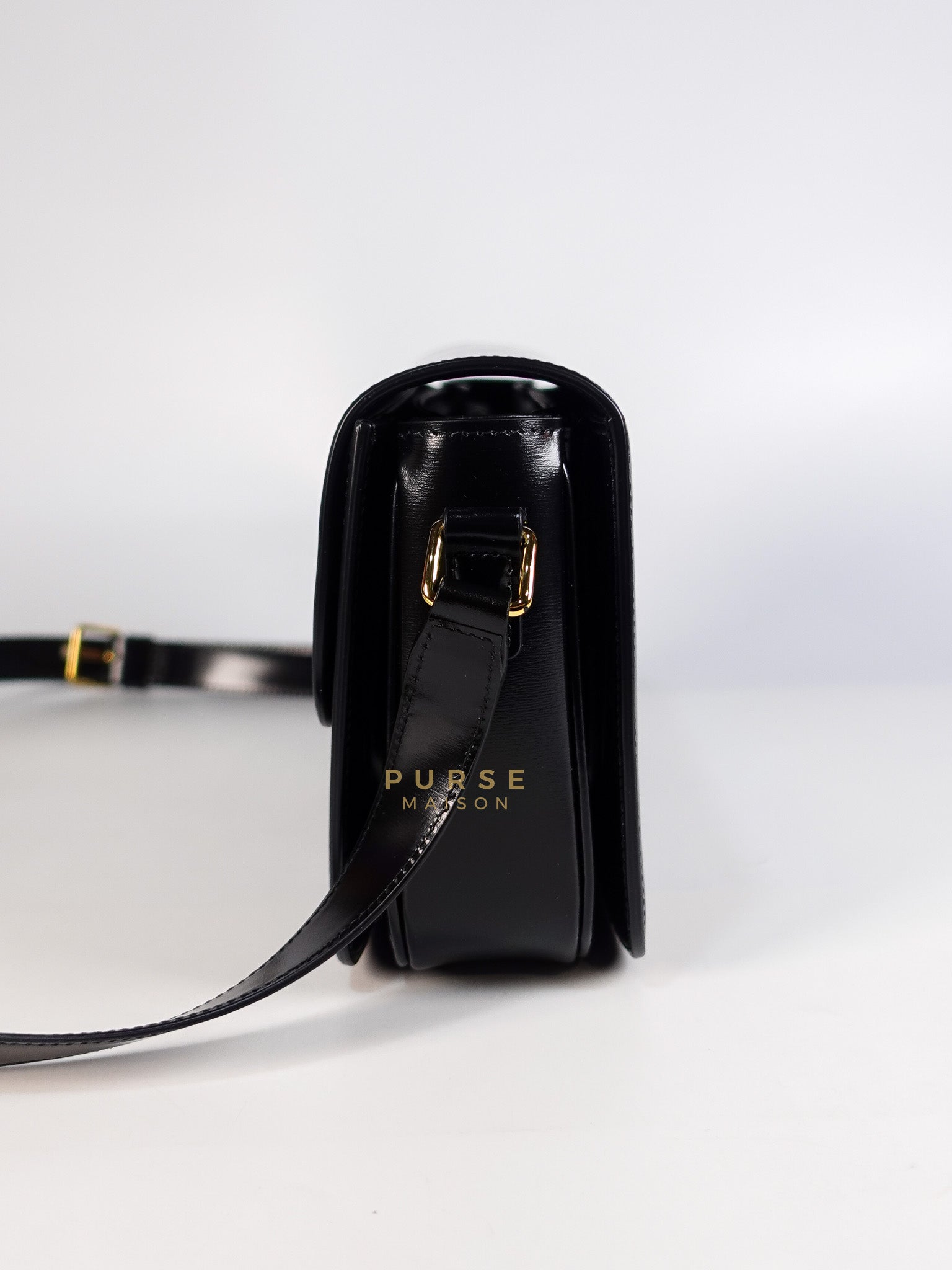 Classic Triomphe Medium Black Shiny Calfskin Leather | Purse Maison Luxury Bags Shop