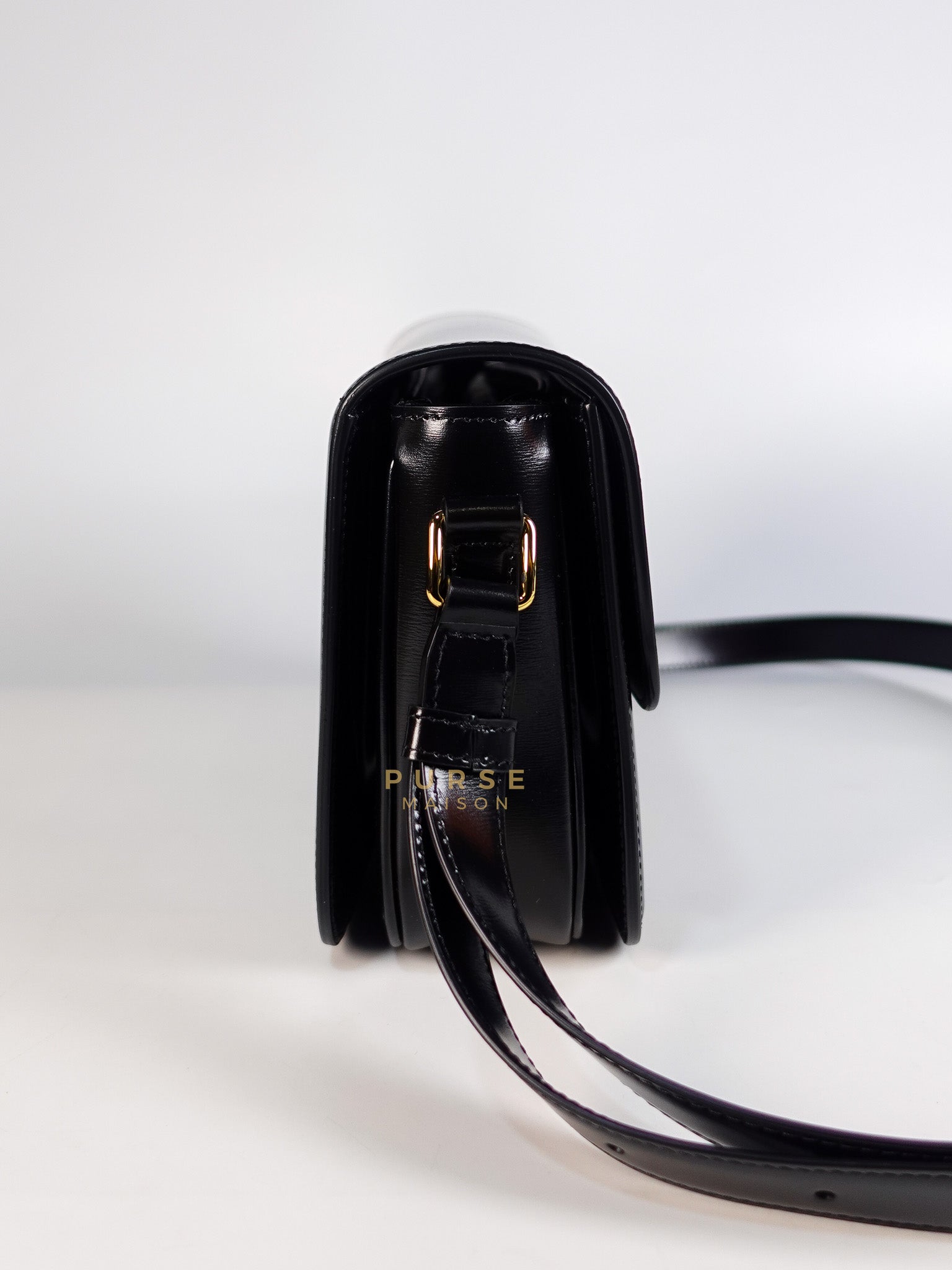Classic Triomphe Medium Black Shiny Calfskin Leather | Purse Maison Luxury Bags Shop
