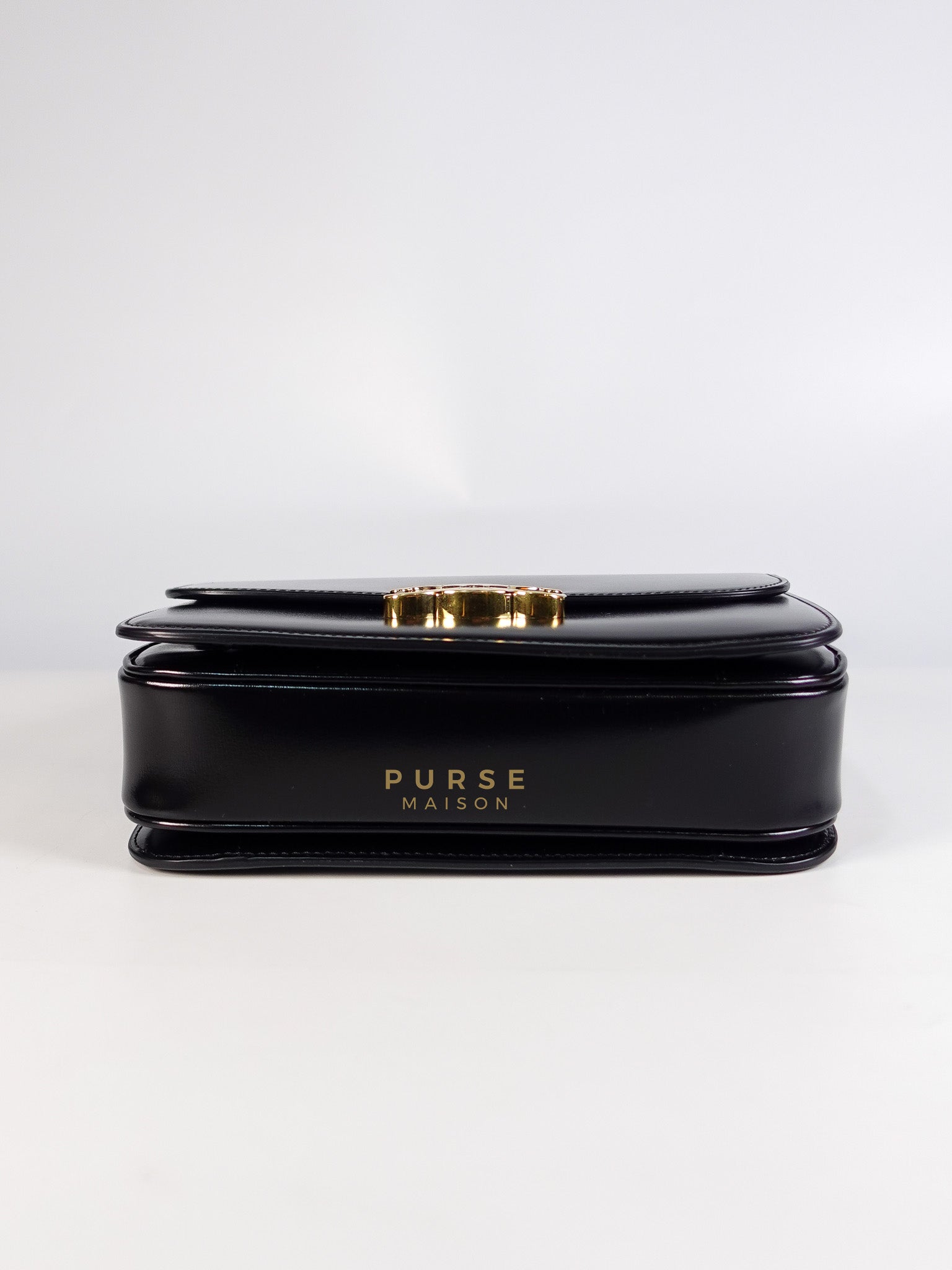 Classic Triomphe Medium Black Shiny Calfskin Leather | Purse Maison Luxury Bags Shop