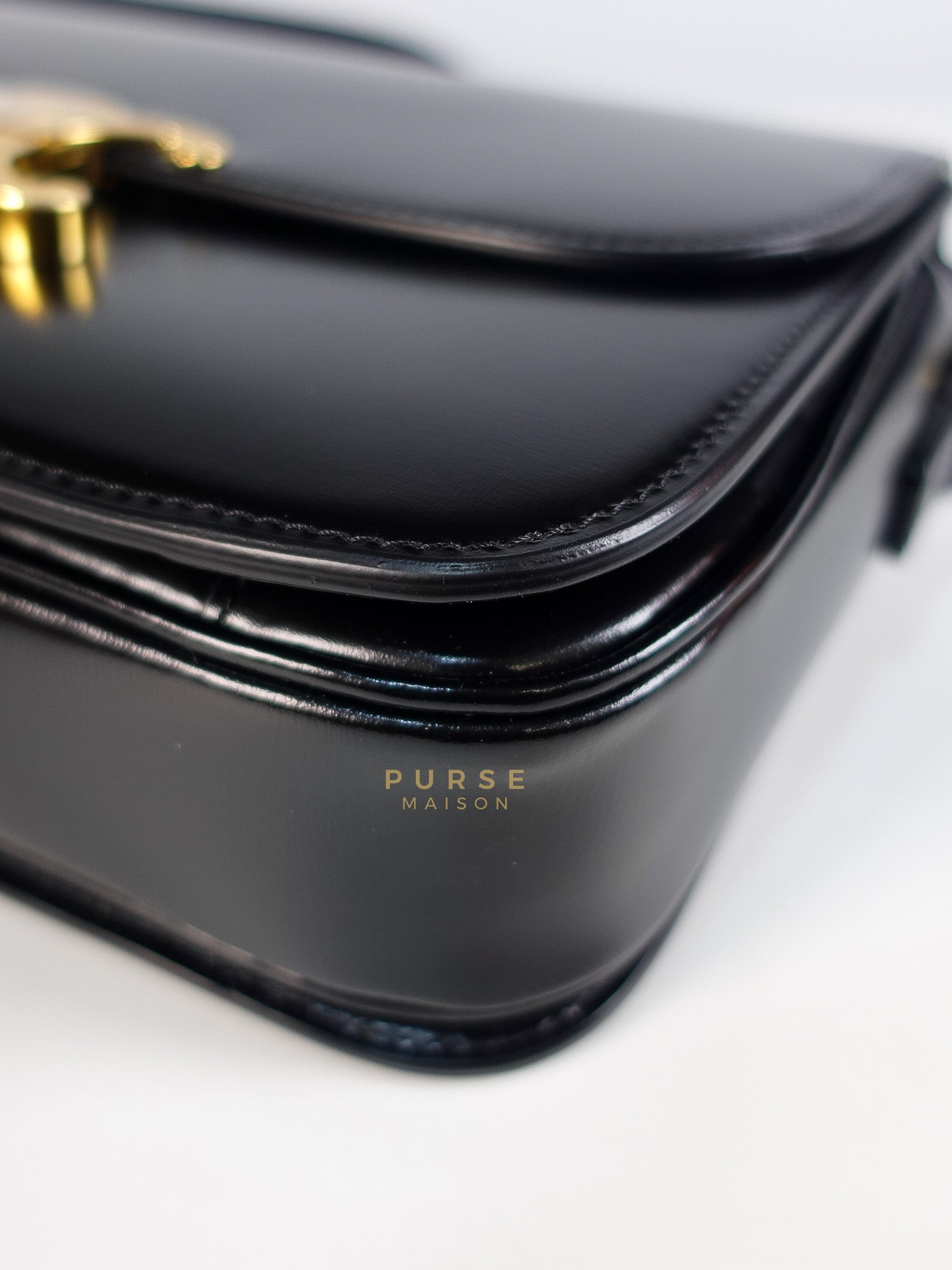 Classic Triomphe Medium Black Shiny Calfskin Leather | Purse Maison Luxury Bags Shop