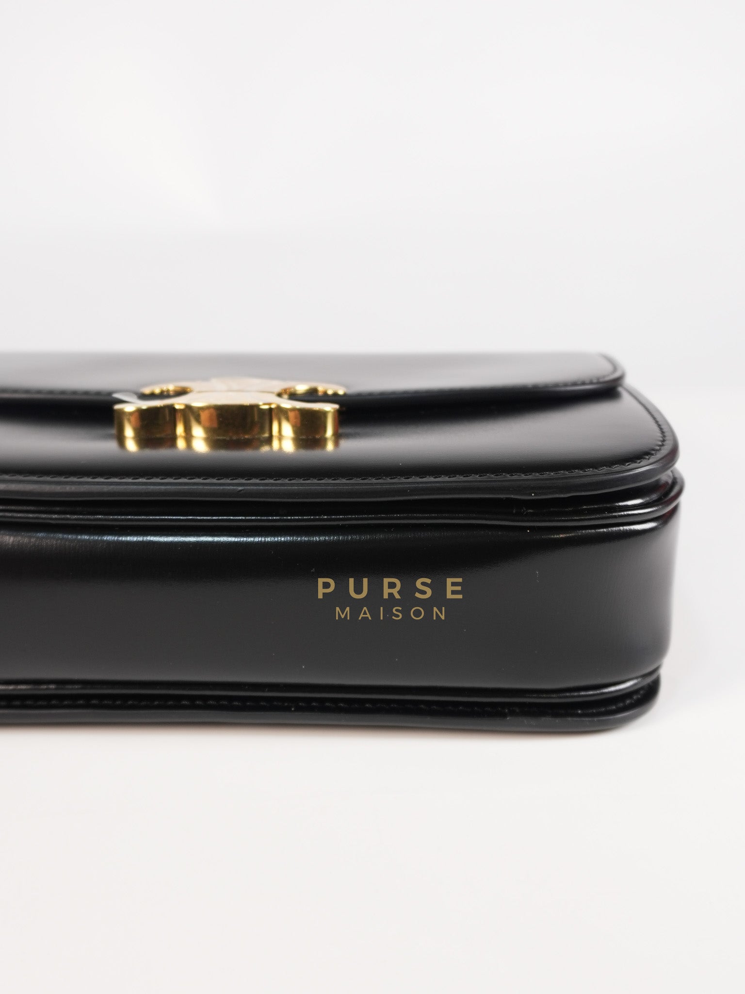 Classic Triomphe Medium Black Shiny Calfskin Leather | Purse Maison Luxury Bags Shop