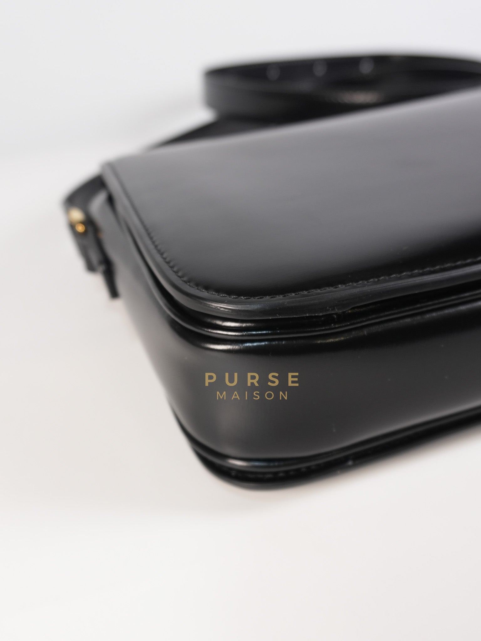 Classic Triomphe Medium Black Shiny Calfskin Leather | Purse Maison Luxury Bags Shop