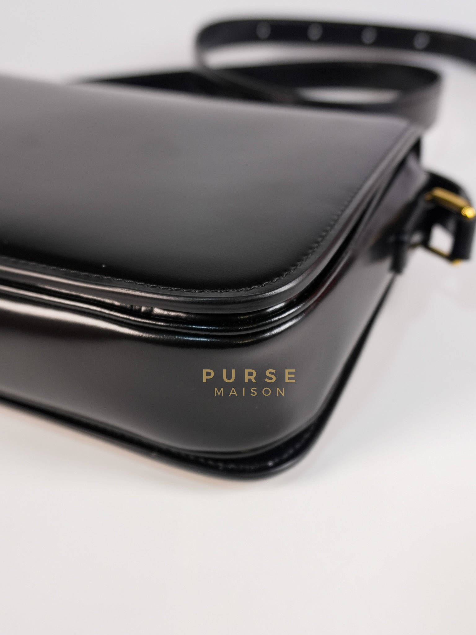 Classic Triomphe Medium Black Shiny Calfskin Leather | Purse Maison Luxury Bags Shop