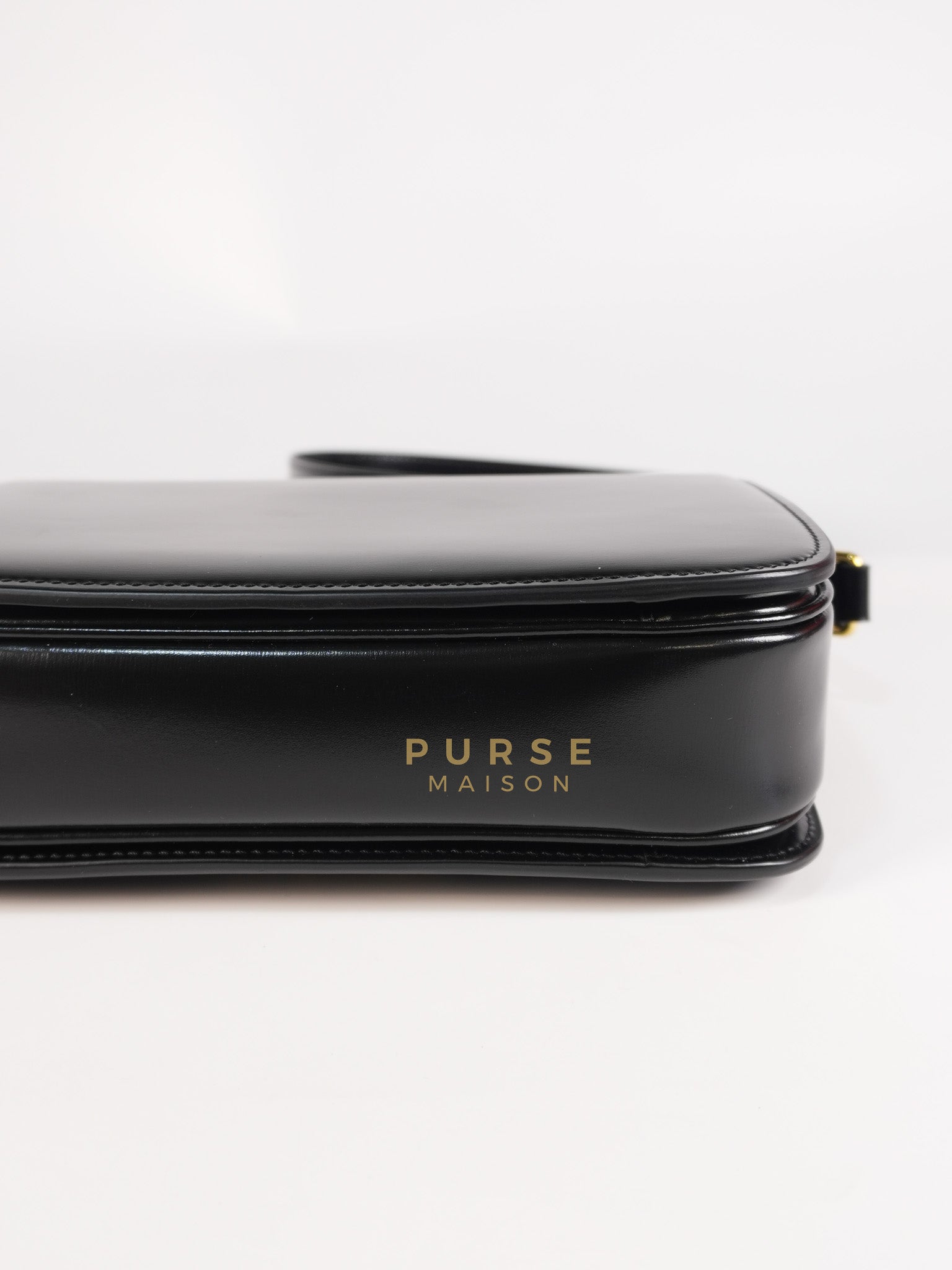 Classic Triomphe Medium Black Shiny Calfskin Leather | Purse Maison Luxury Bags Shop