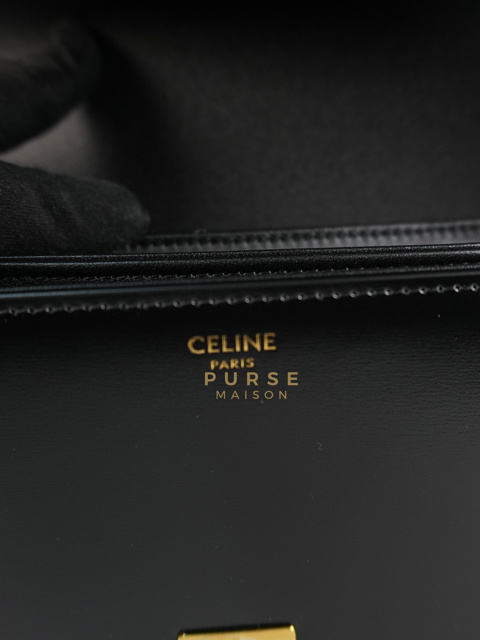 Classic Triomphe Medium Black Shiny Calfskin Leather | Purse Maison Luxury Bags Shop