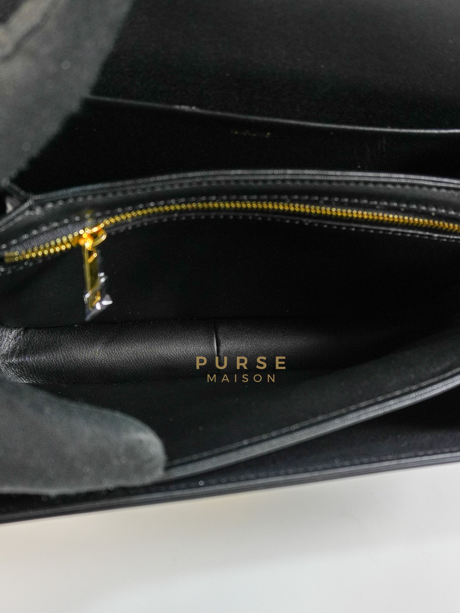 Classic Triomphe Medium Black Shiny Calfskin Leather | Purse Maison Luxury Bags Shop