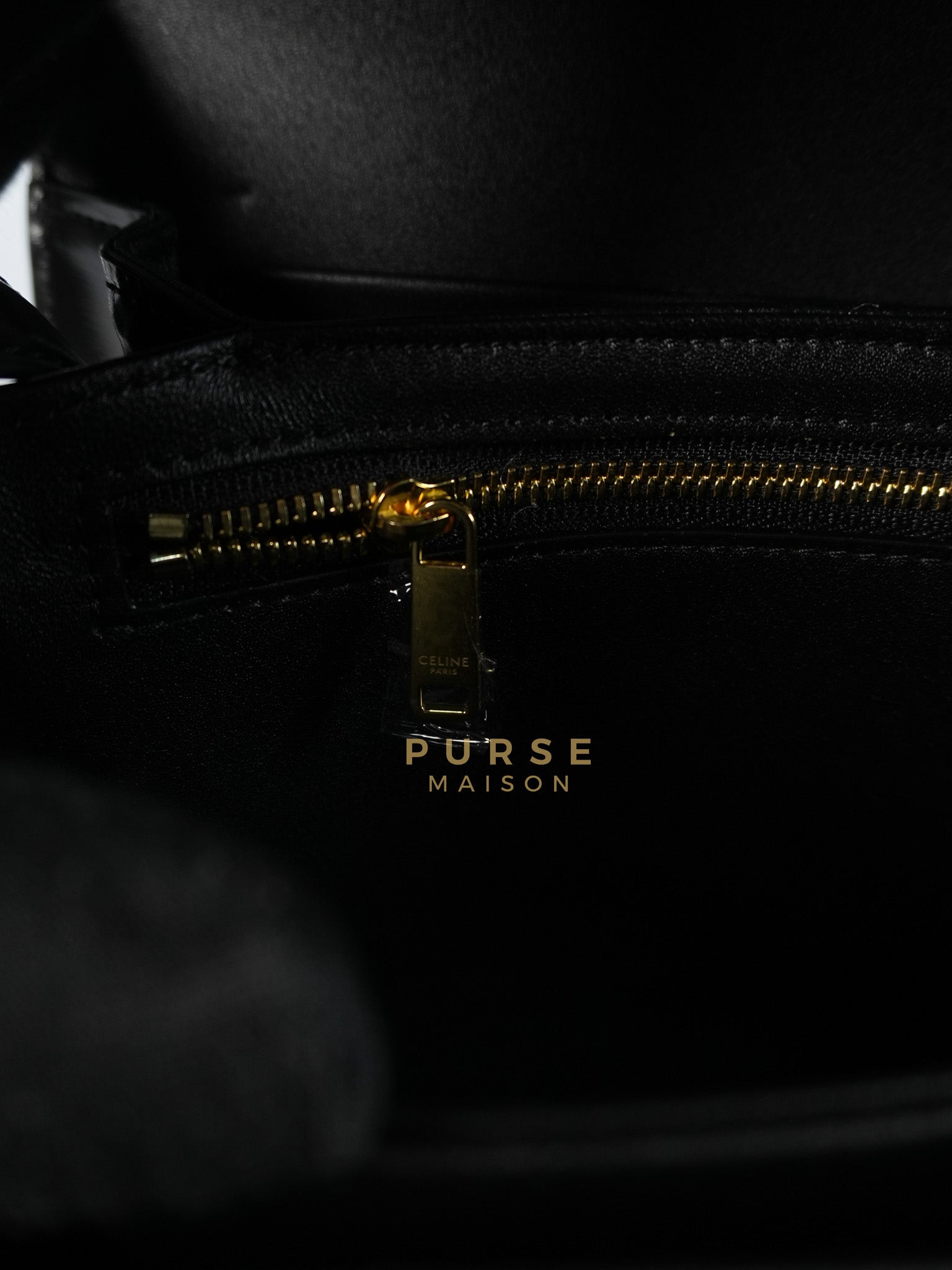 Classic Triomphe Medium Black Shiny Calfskin Leather | Purse Maison Luxury Bags Shop