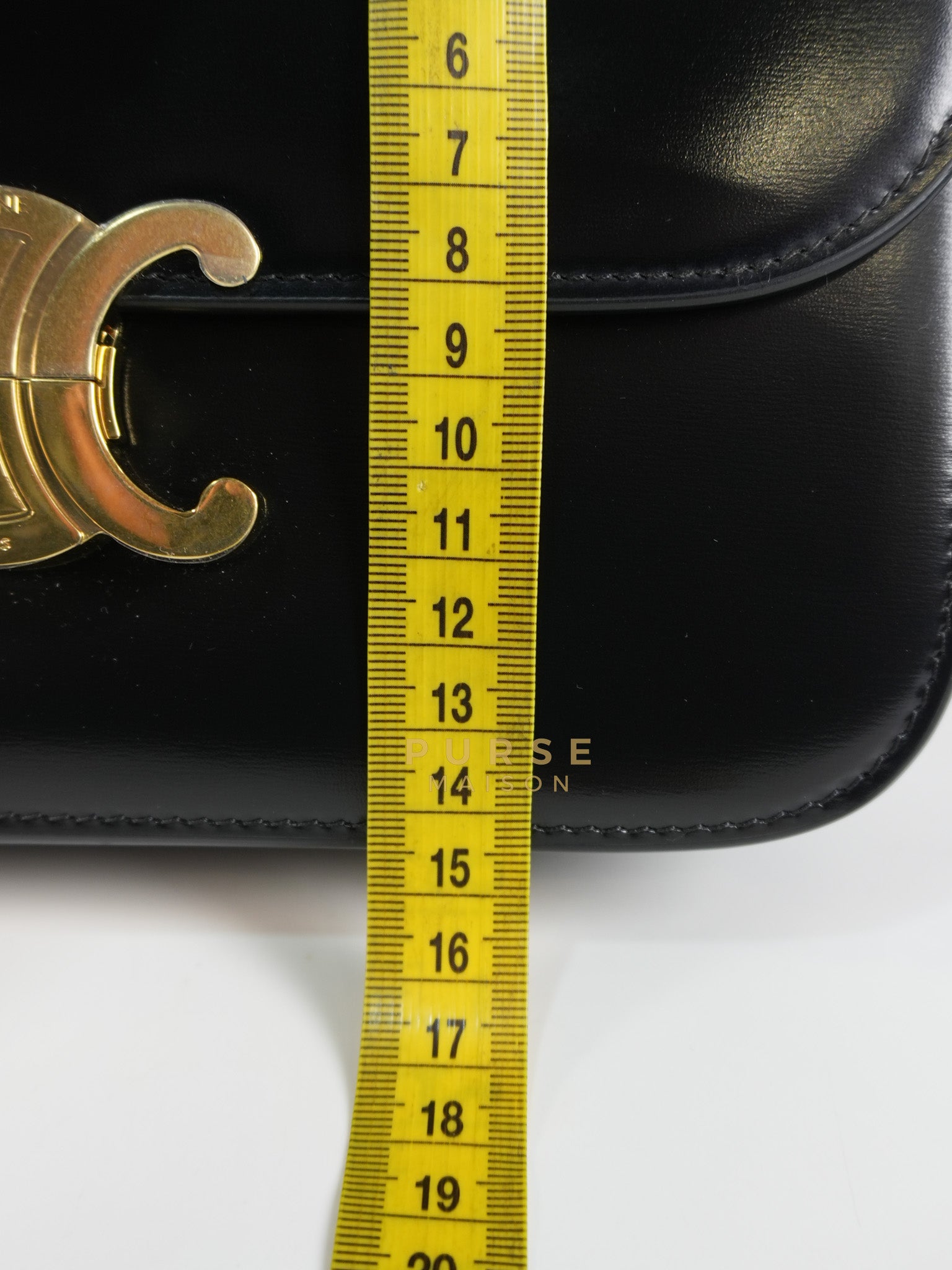 Classic Triomphe Medium Black Shiny Calfskin Leather | Purse Maison Luxury Bags Shop
