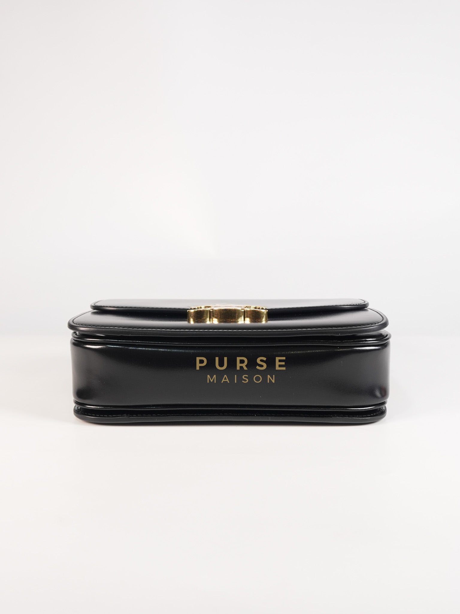 Classic Triomphe Medium Black Shiny Calfskin Leather | Purse Maison Luxury Bags Shop