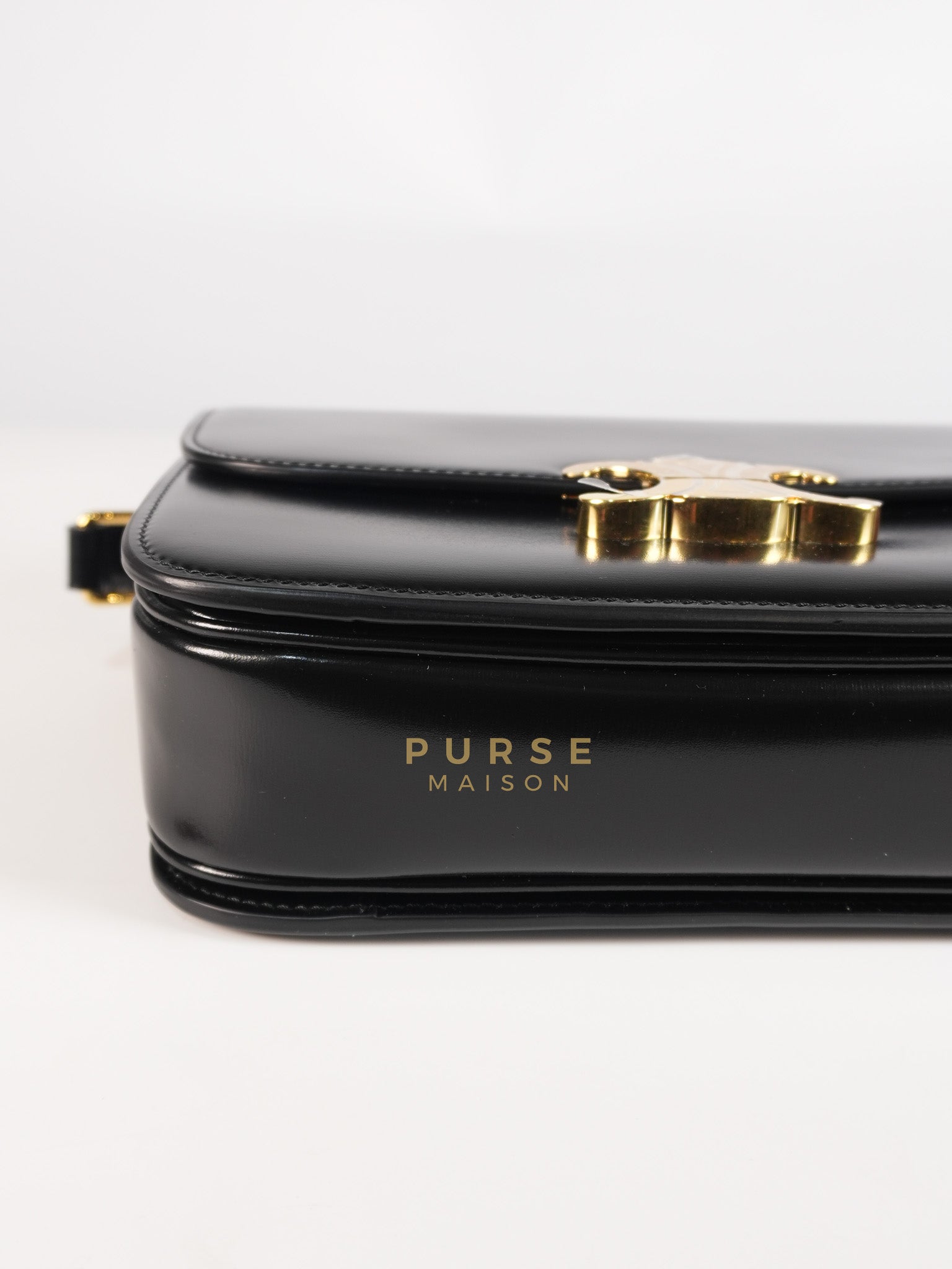 Classic Triomphe Medium Black Shiny Calfskin Leather | Purse Maison Luxury Bags Shop