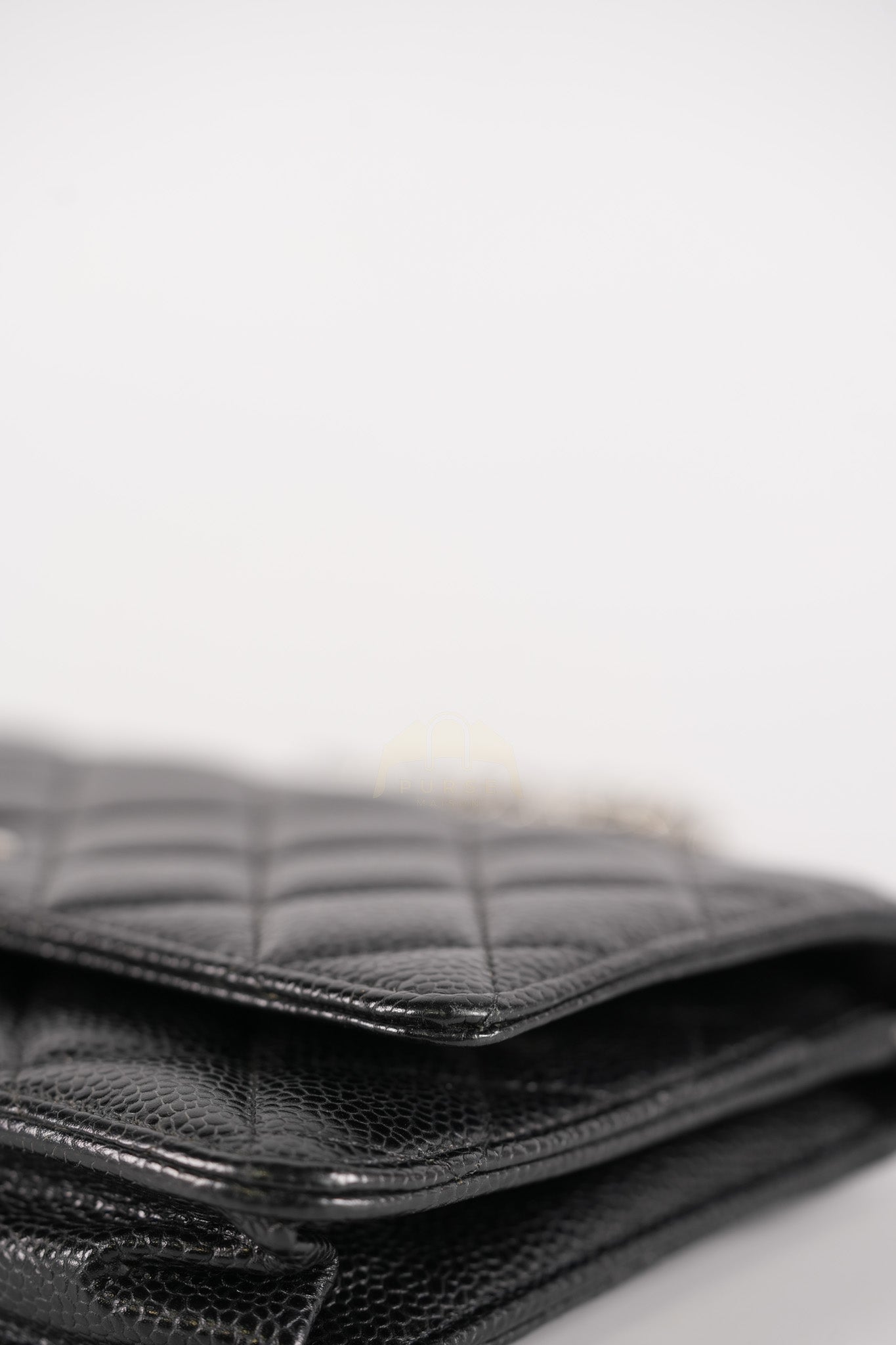 Classic Wallet on Chain in Black Caviar Leather and Silver Hardware (Microchip) | Purse Maison Luxury Bags Shop