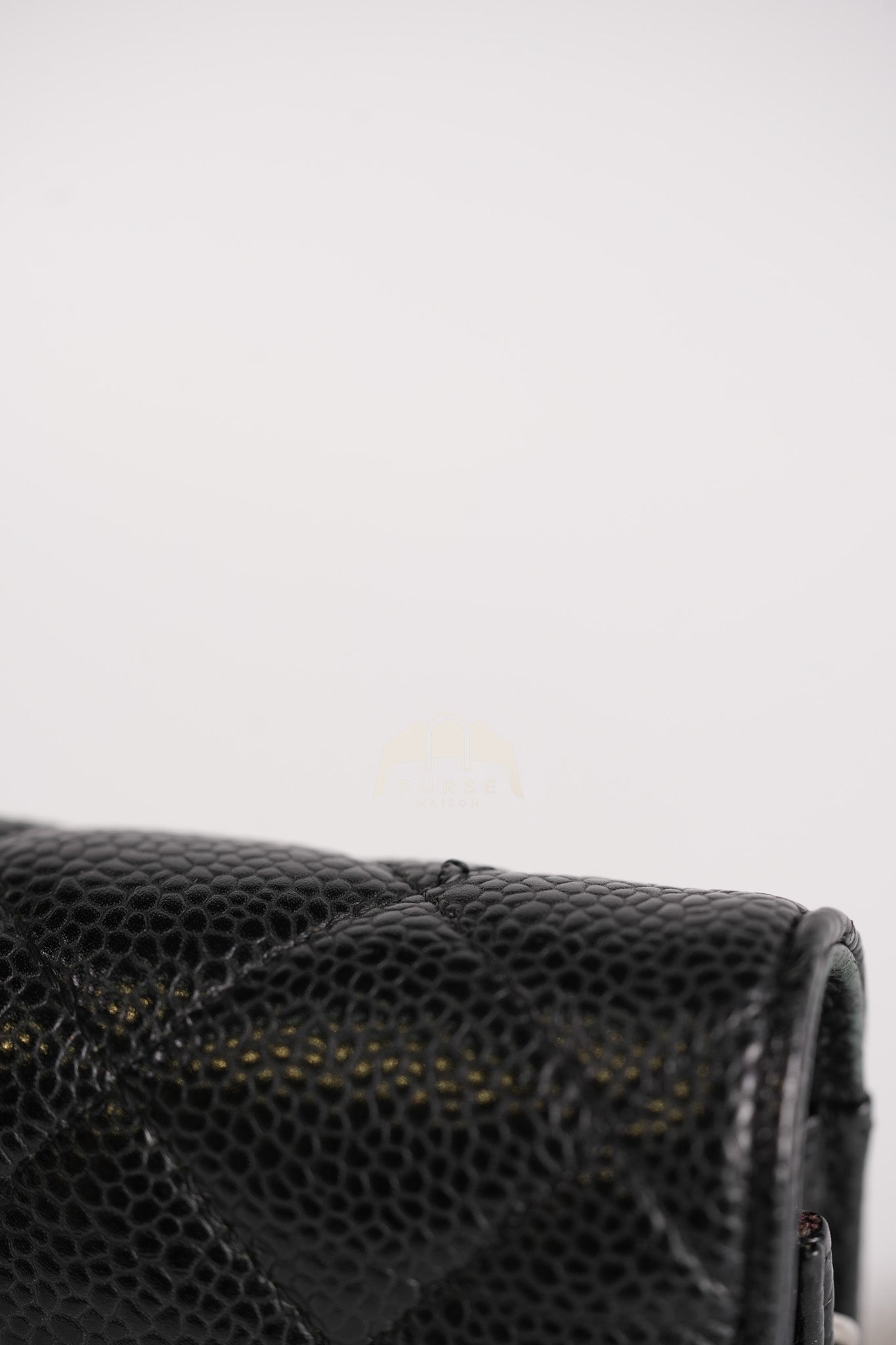 Classic Wallet on Chain in Black Caviar Leather and Silver Hardware (Microchip) | Purse Maison Luxury Bags Shop