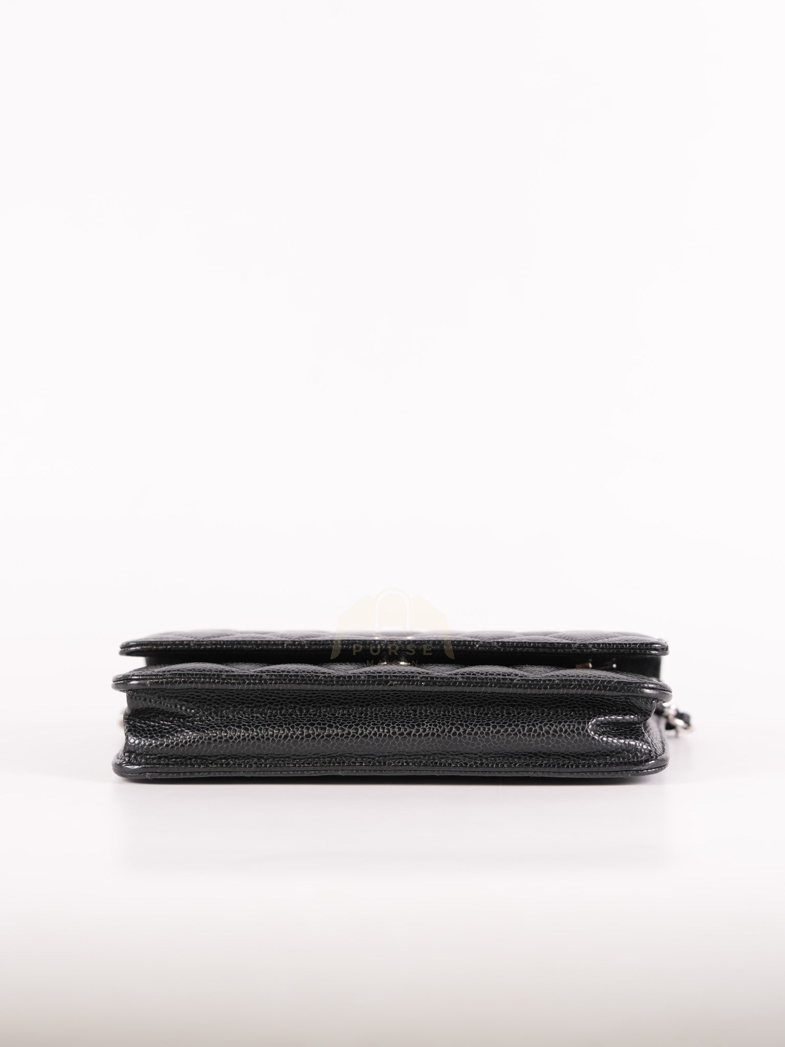 Classic Wallet on Chain in Black Caviar Leather and Silver Hardware (Microchip) | Purse Maison Luxury Bags Shop