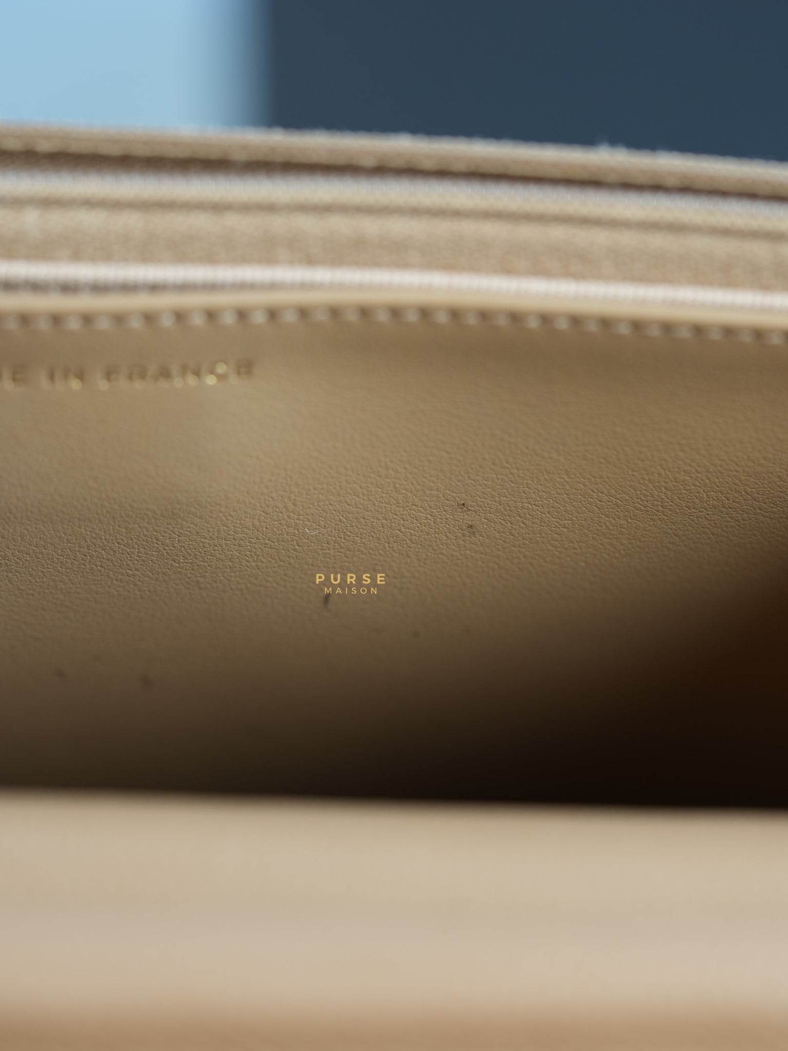 Classic Wallet on Chain (WOC) Dark Beige Caviar and Light Gold Hardware (Microchip) | Purse Maison Luxury Bags Shop