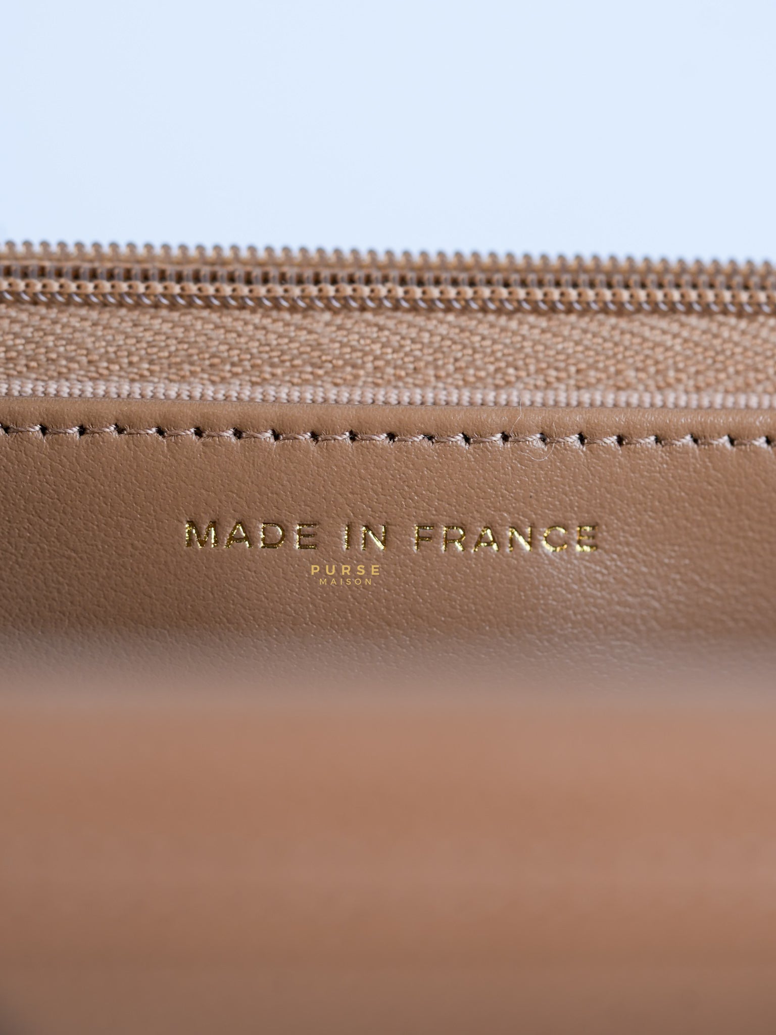 Classic Wallet on Chain (WOC) Dark Beige Caviar and Light Gold Hardware (Microchip) | Purse Maison Luxury Bags Shop