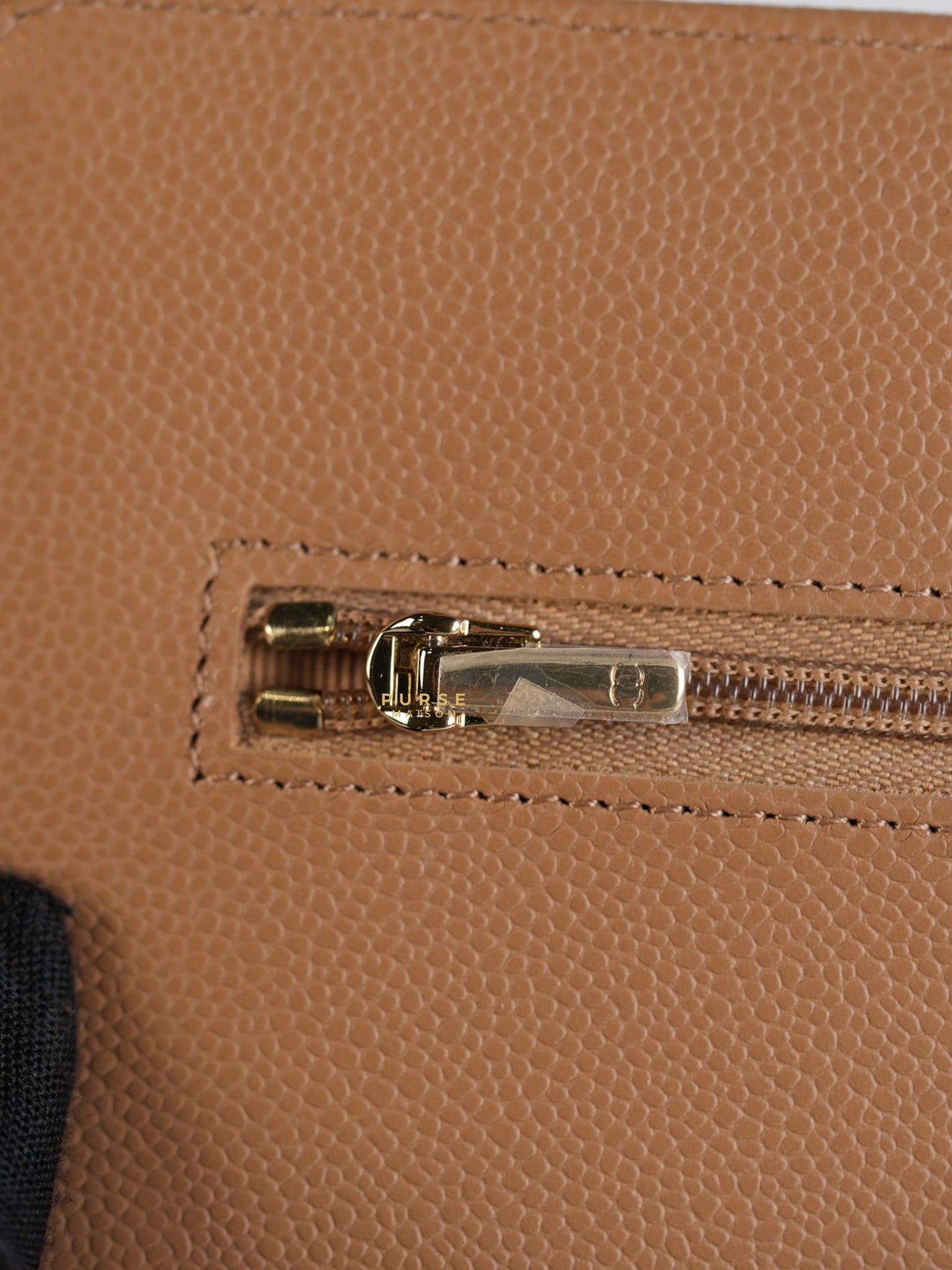Classic Wallet on Chain (WOC) Dark Beige Caviar and Light Gold Hardware (Microchip) | Purse Maison Luxury Bags Shop
