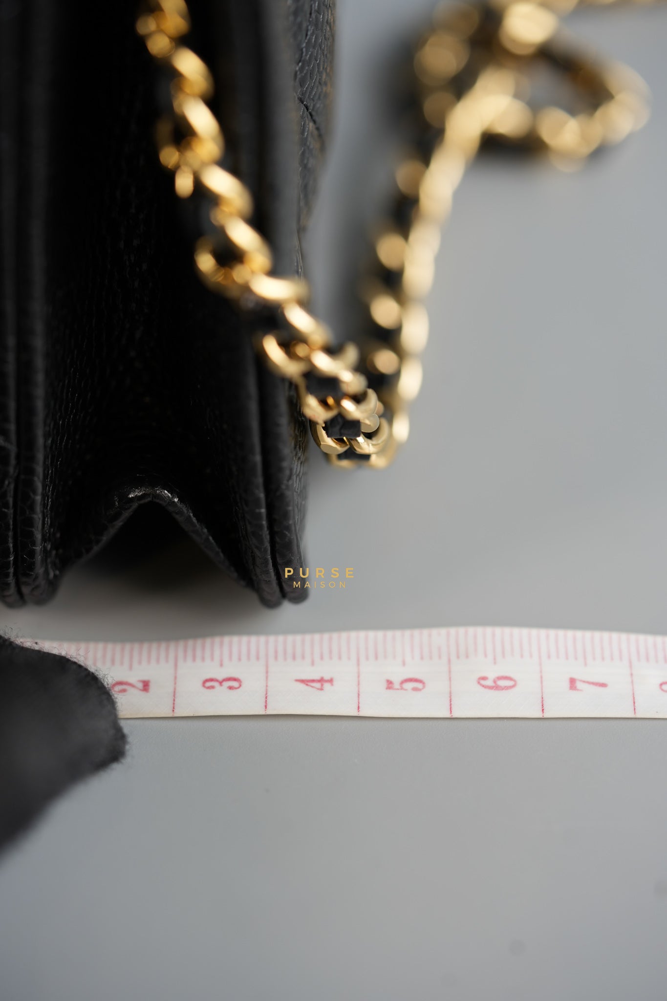 Classic Wallet on Chain (WOC) in Black Caviar Leather & Gold Hardware (Microchip) | Purse Maison Luxury Bags Shop