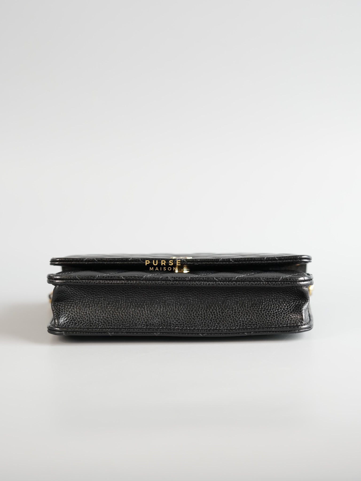 Classic Wallet on Chain (WOC) in Black Caviar Leather & Gold Hardware (Microchip) | Purse Maison Luxury Bags Shop