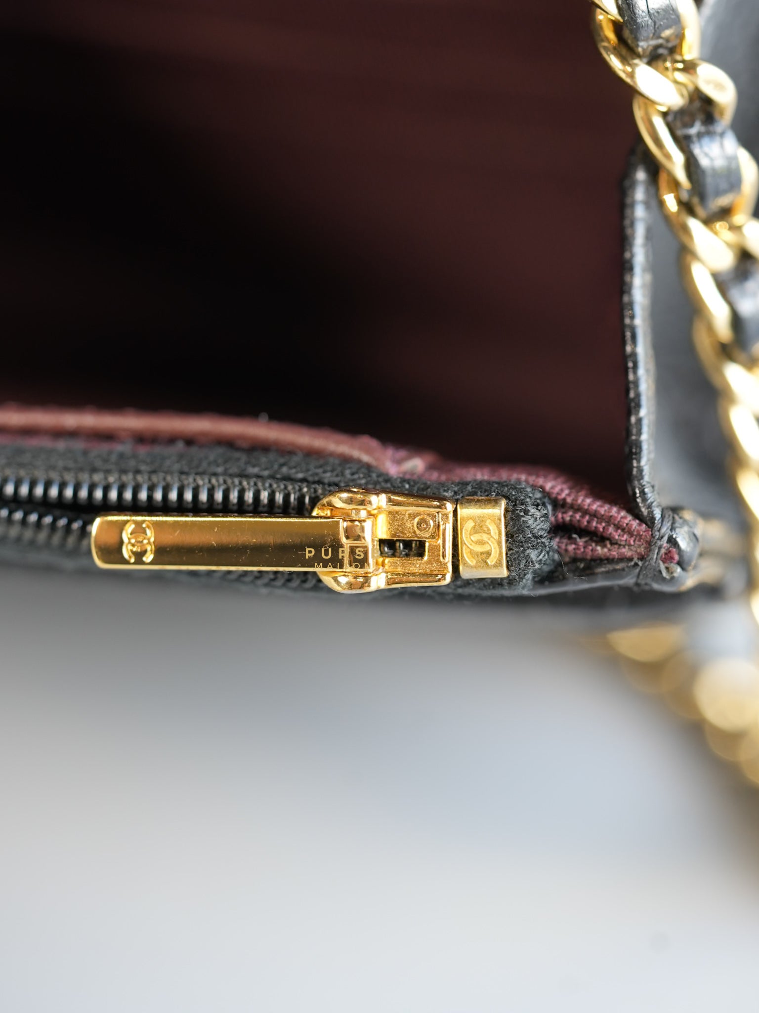 Classic Wallet on Chain (WOC) in Black Caviar Leather & Gold Hardware Series 28 | Purse Maison Luxury Bags Shop