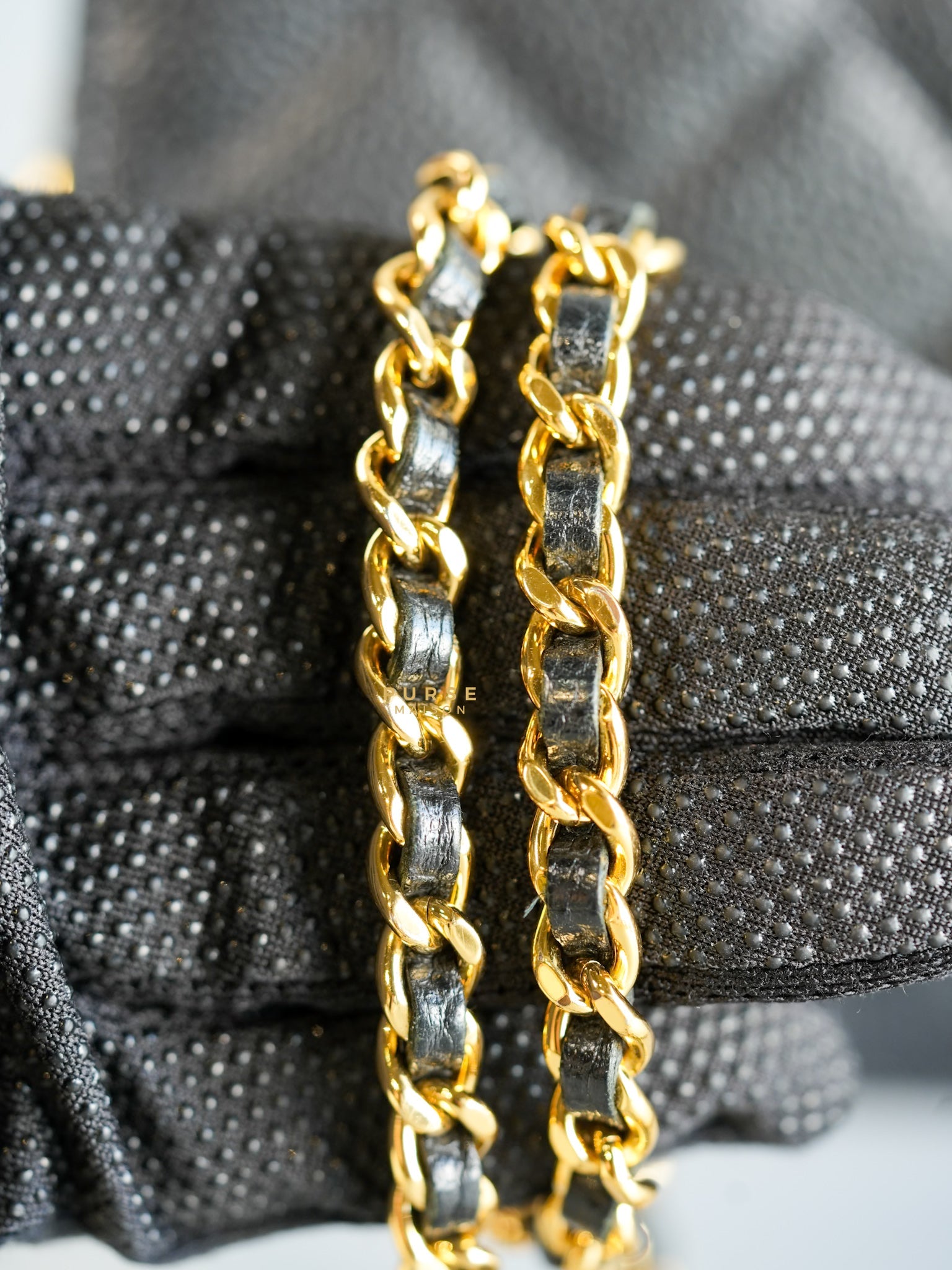 Classic Wallet on Chain (WOC) in Black Caviar Leather & Gold Hardware Series 28 | Purse Maison Luxury Bags Shop