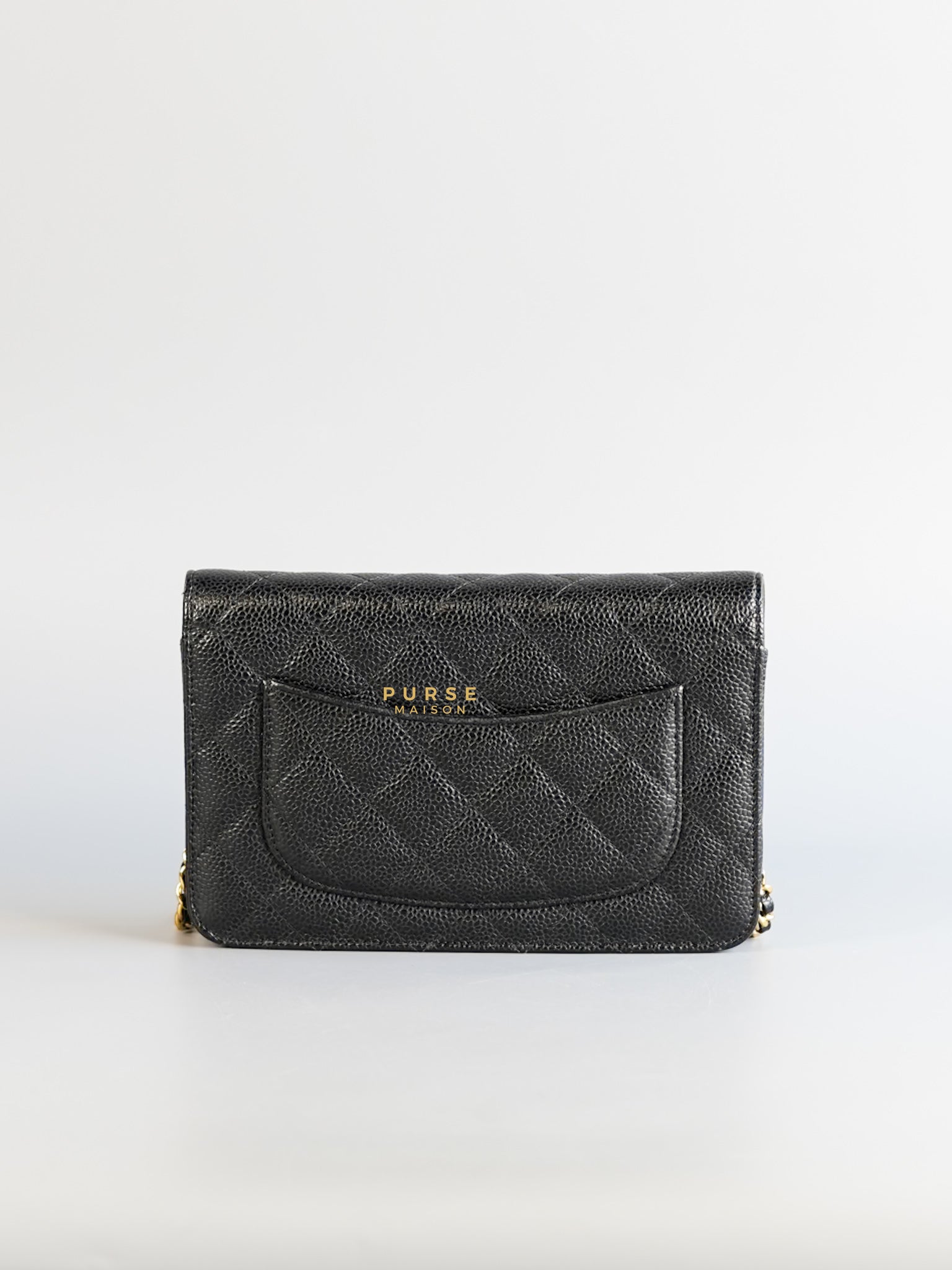 Classic Wallet on Chain (WOC) in Black Caviar Leather & Gold Hardware Series 28 | Purse Maison Luxury Bags Shop