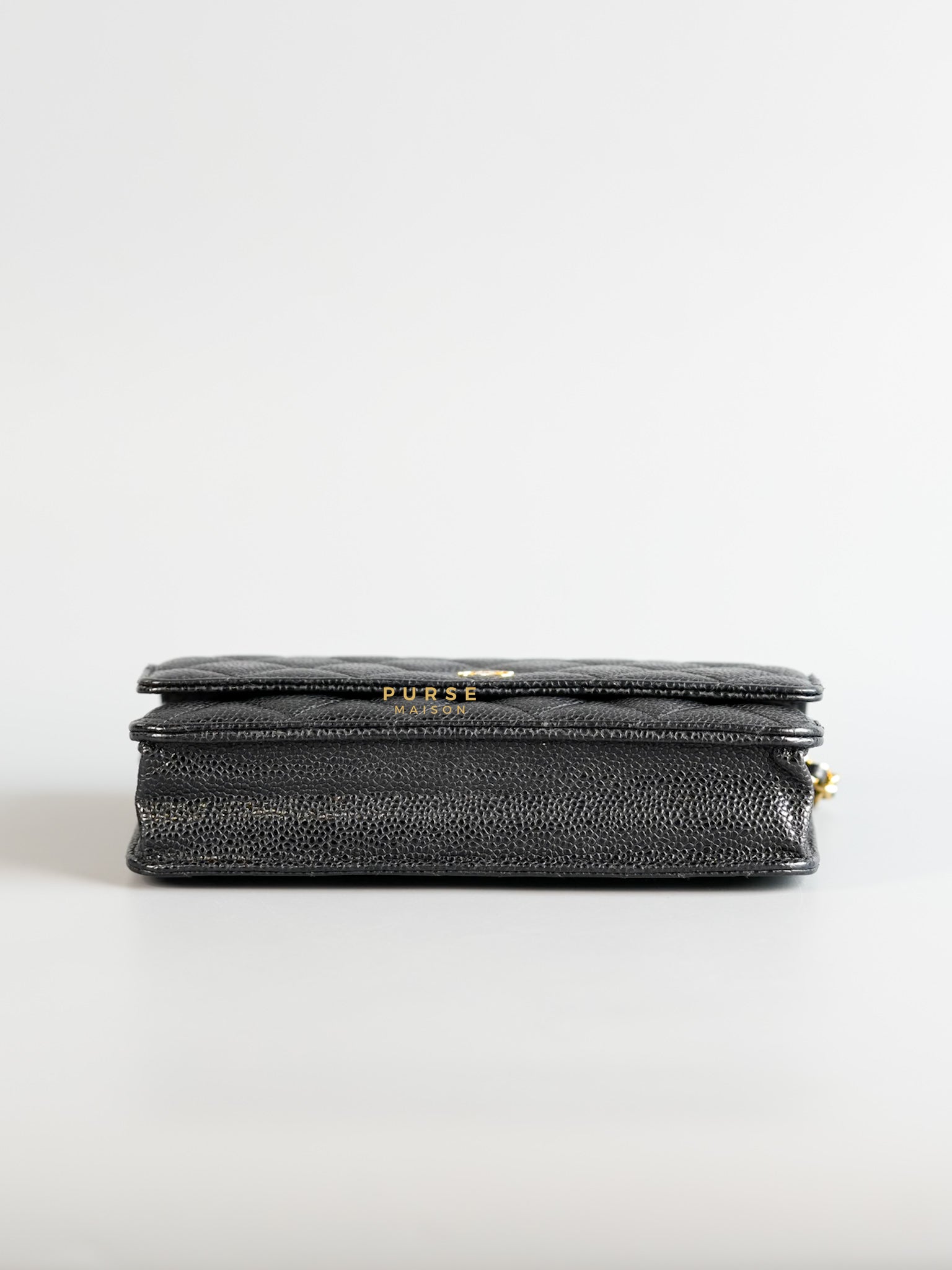 Classic Wallet on Chain (WOC) in Caviar Leather and Light Gold Hardware Series 19 | Purse Maison Luxury Bags Shop