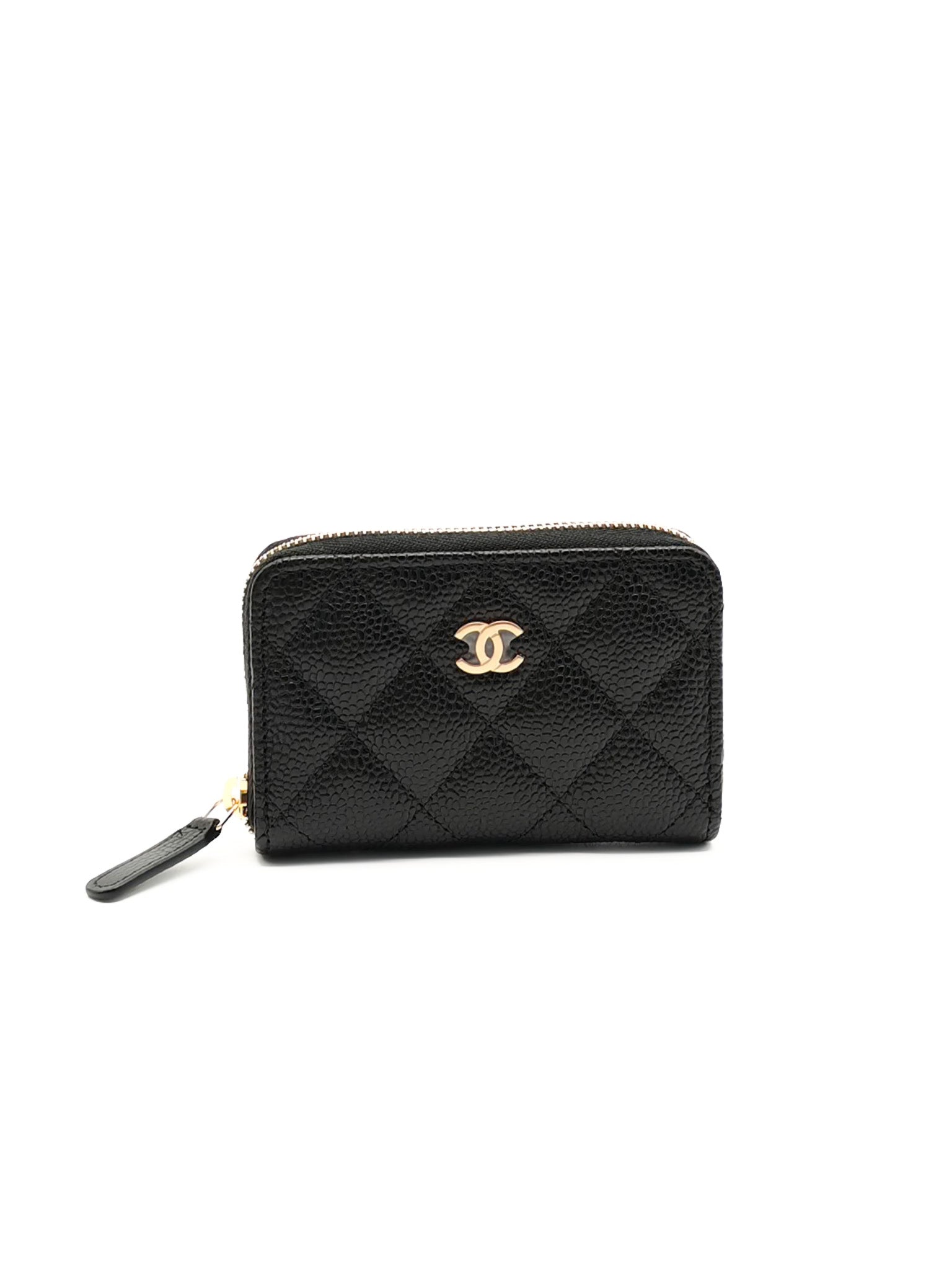 Classic Zipped Coin Purse/Card Holder in Black Caviar Leather & Gold Hardware Microchip C1K993A9 | Purse Maison Luxury Bags Shop