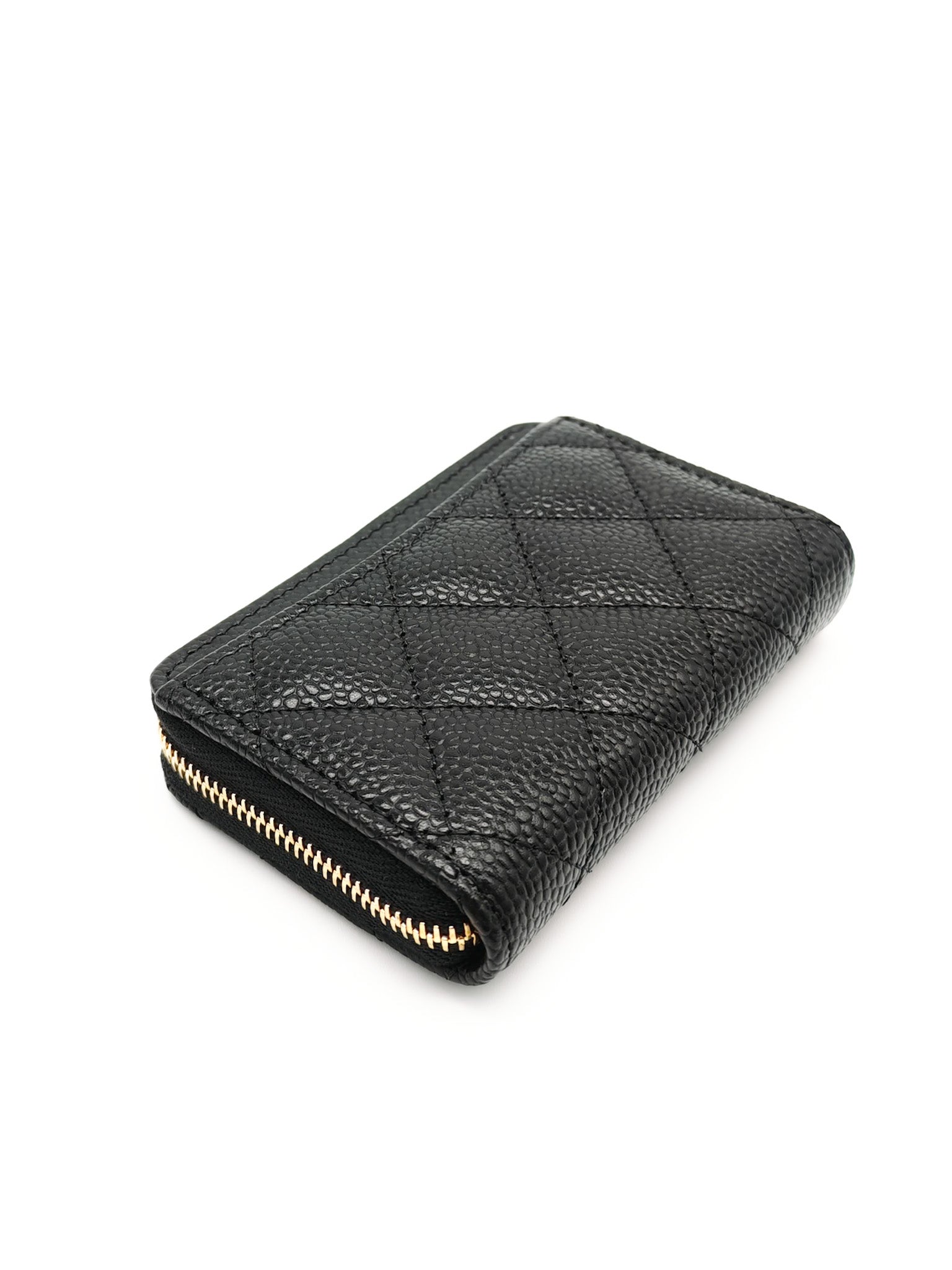 Classic Zipped Coin Purse/Card Holder in Black Caviar Leather & Gold Hardware Microchip C1K993A9 | Purse Maison Luxury Bags Shop