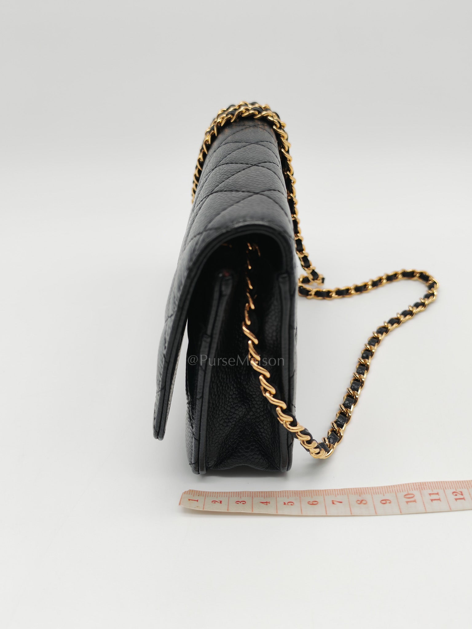 Classic Wallet on Chain (WOC) in Black Caviar Leather Gold Hardware (Series 29)