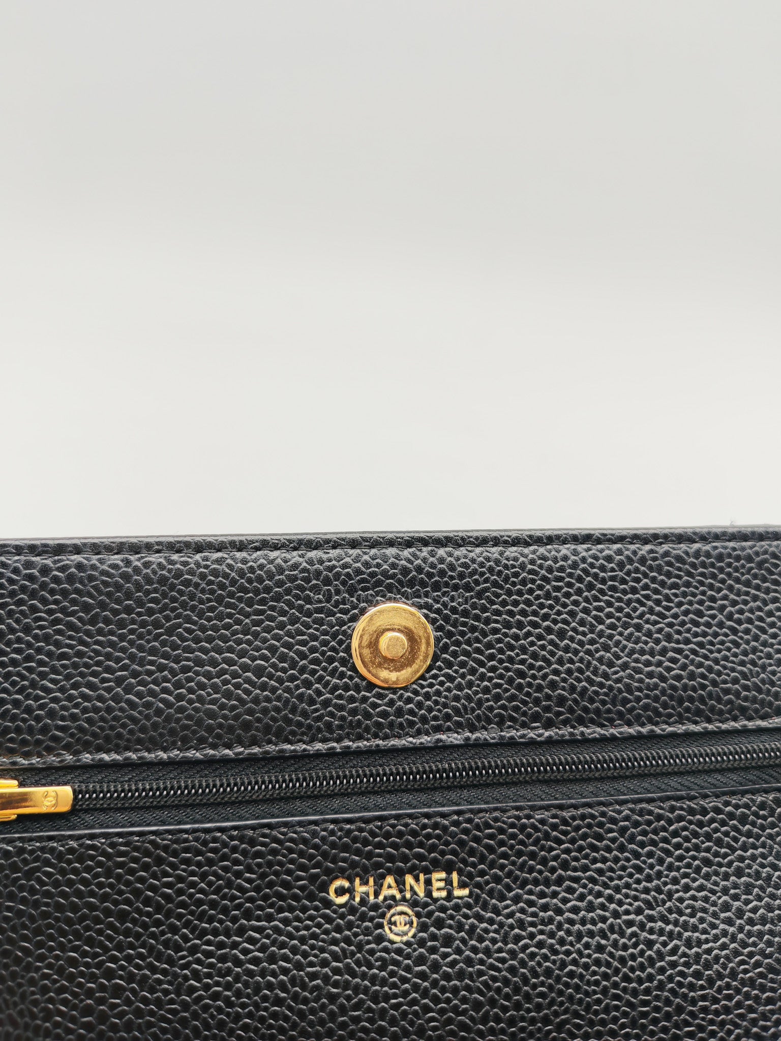 Classic Wallet on Chain (WOC) in Black Caviar Leather Gold Hardware (Series 29)