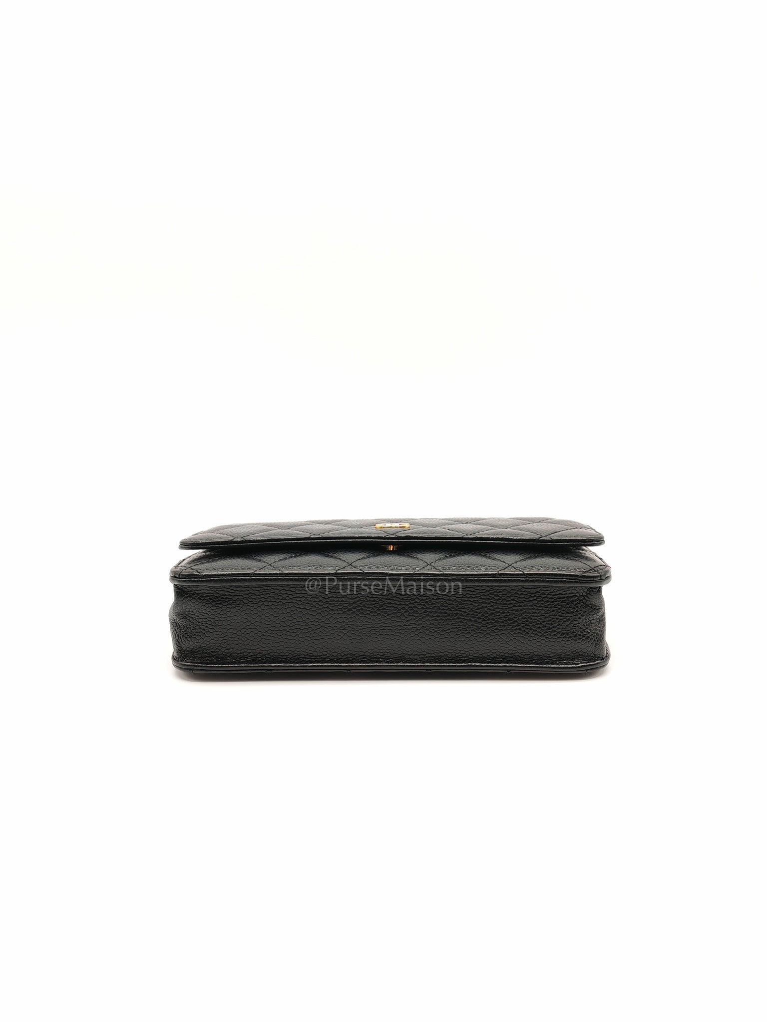 Classic Wallet on Chain (WOC) in Black Caviar Leather Gold Hardware (Series 29)