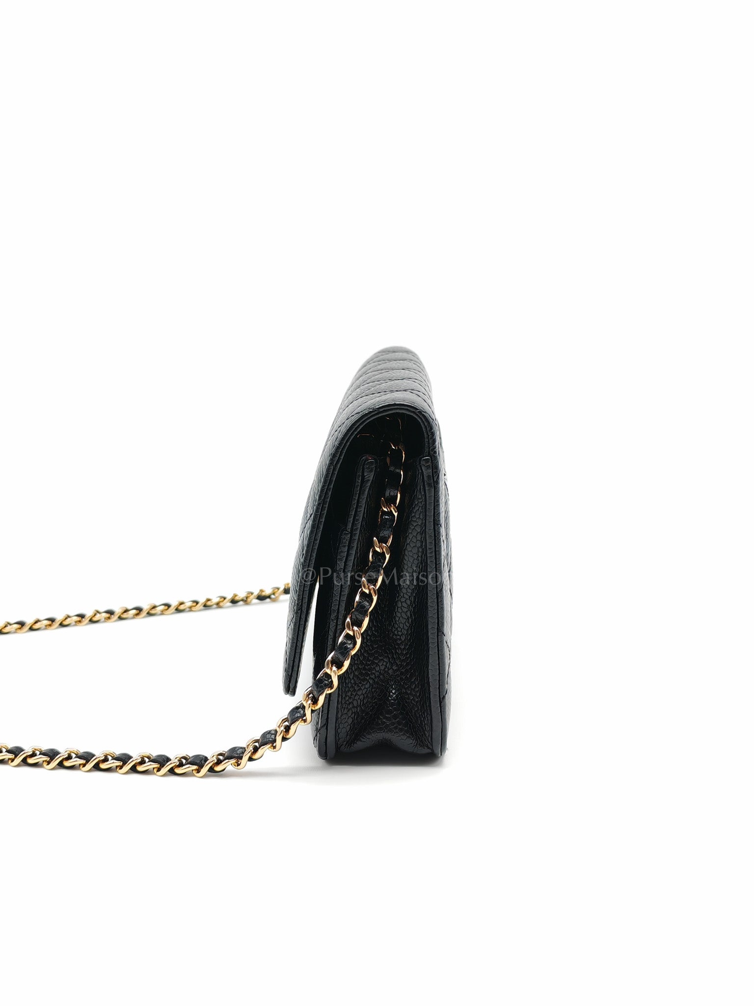 Classic Wallet on Chain (WOC) in Black Caviar Leather Gold Hardware (Series 29)