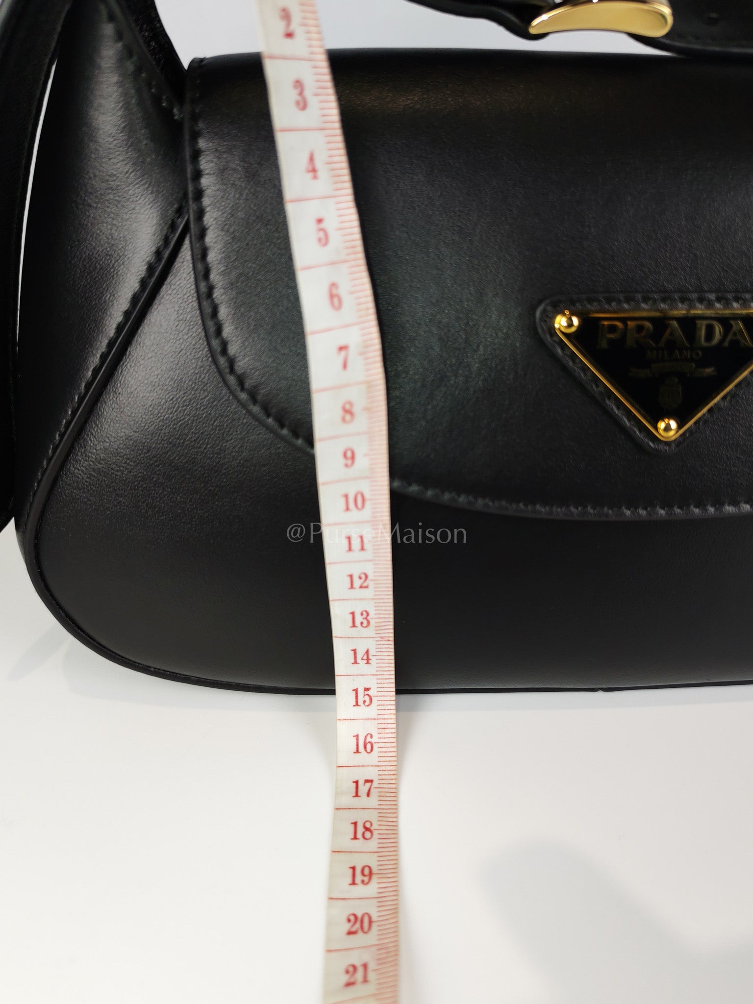 Cleo Logo Plaque Shoulder Bag in Nero/black Calfskin Leather Gold Hardware | Purse Maison Luxury Bags Shop