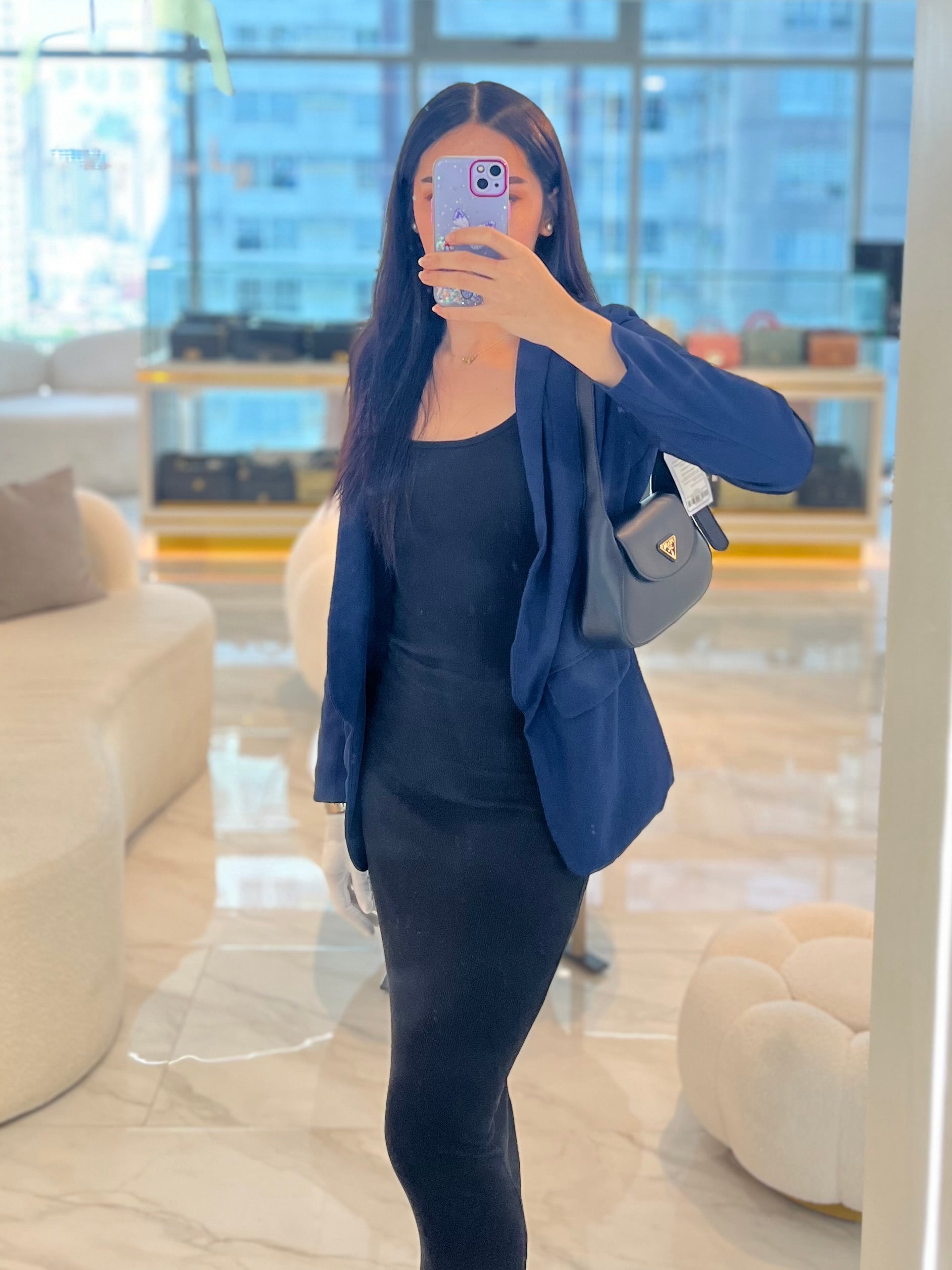 Cleo Logo Plaque Shoulder Bag in Nero/black Calfskin Leather Gold Hardware | Purse Maison Luxury Bags Shop