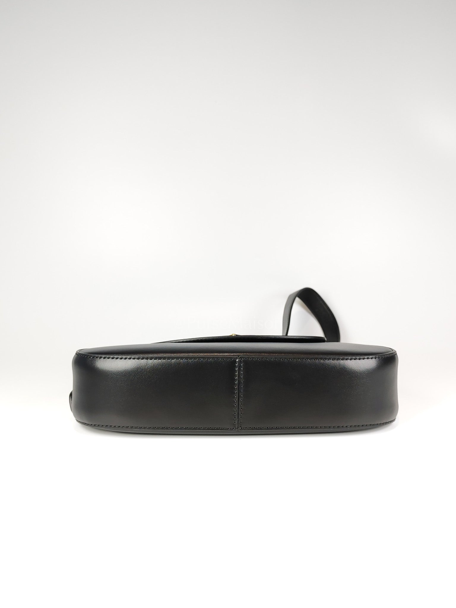 Cleo Logo Plaque Shoulder Bag in Nero/black Calfskin Leather Gold Hardware | Purse Maison Luxury Bags Shop