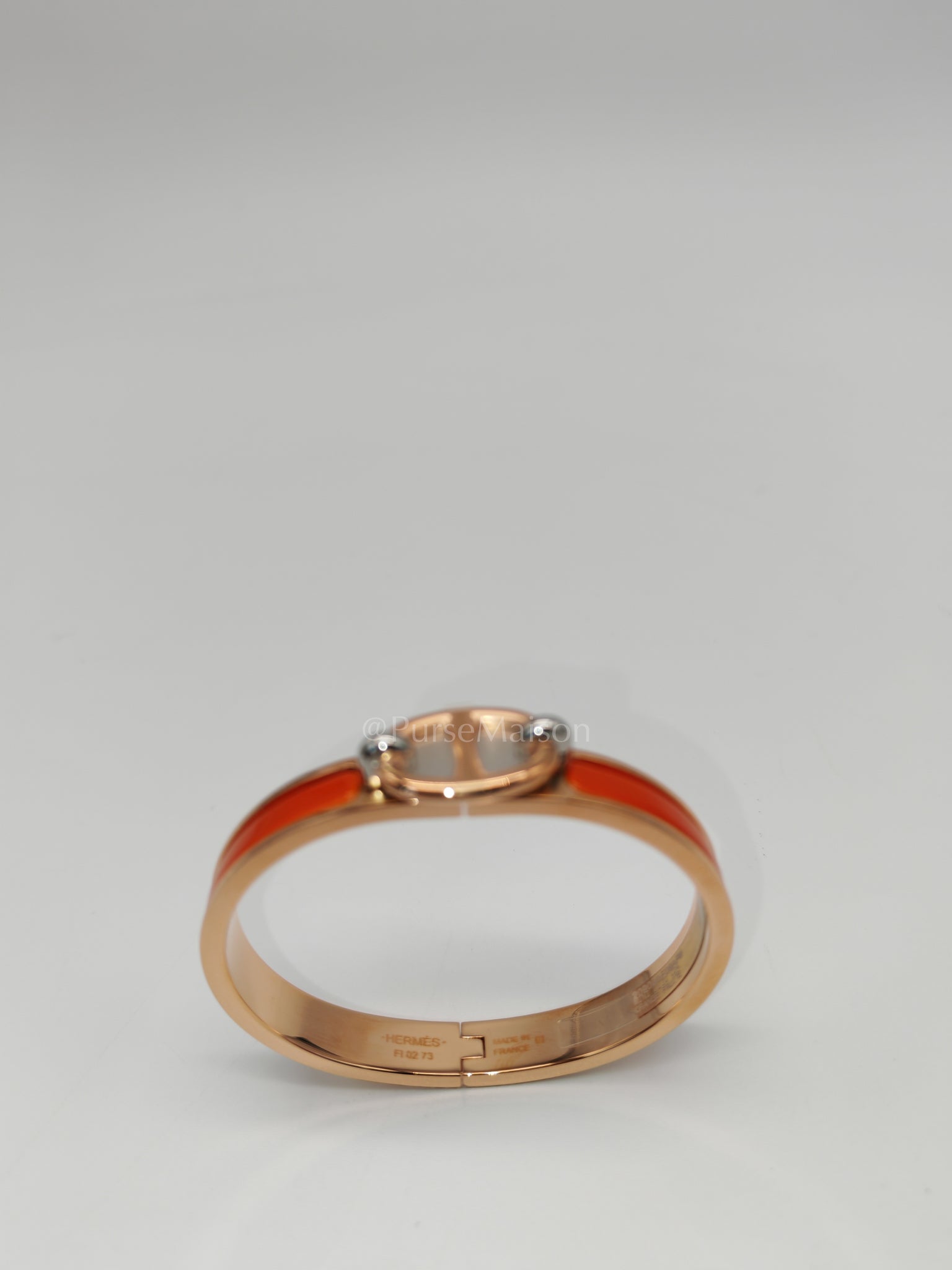Mini Clic Chaine d'Ancler Bracelet Orange Enamel in Rose Gold Hardware | Purse Maison Luxury Bags Shop