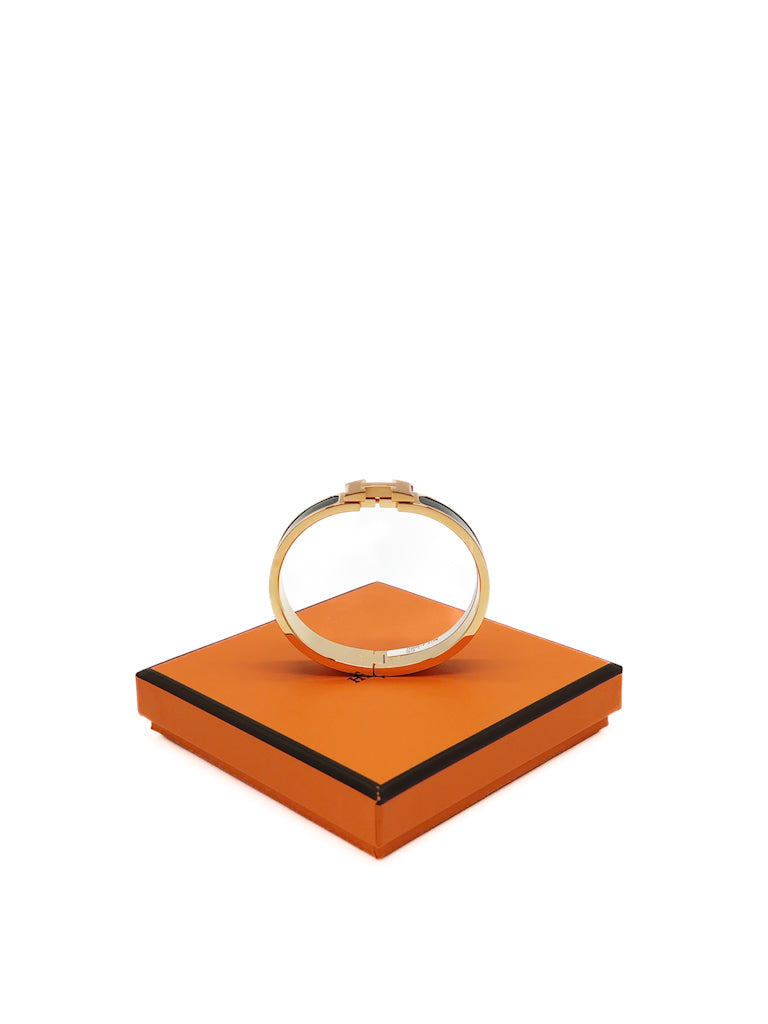 Clic H PM in Black Enamel and Gold Hardware Bangle | Purse Maison Luxury Bags Shop