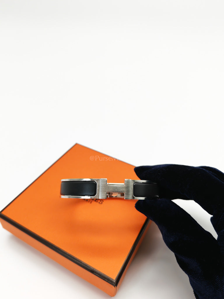 Clic H PM in Black Enamel and Palladium Hardware | Purse Maison Luxury Bags Shop