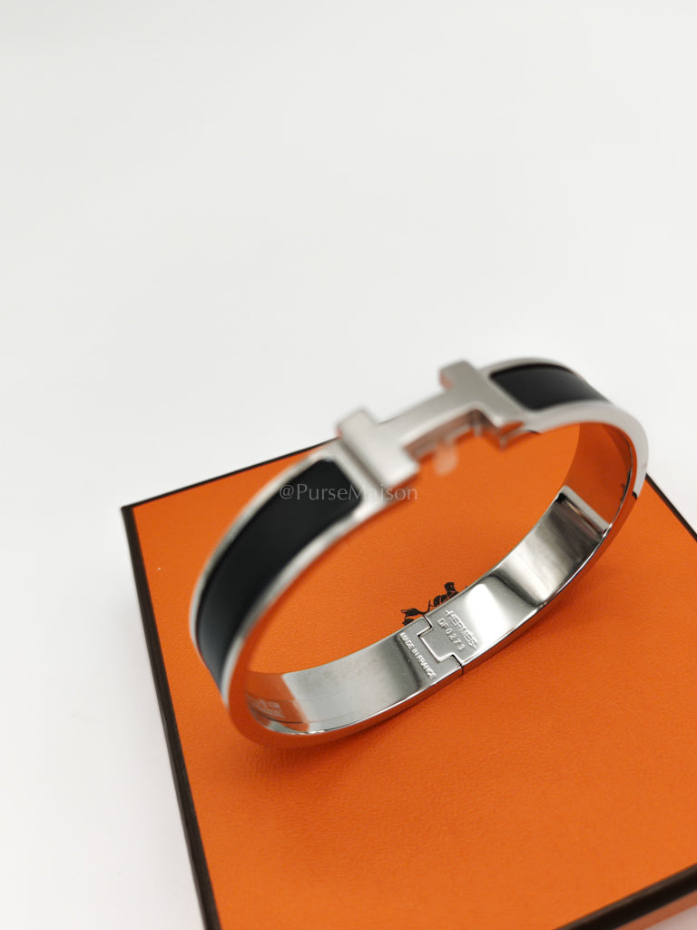 Clic H PM in Black Enamel and Palladium Hardware | Purse Maison Luxury Bags Shop