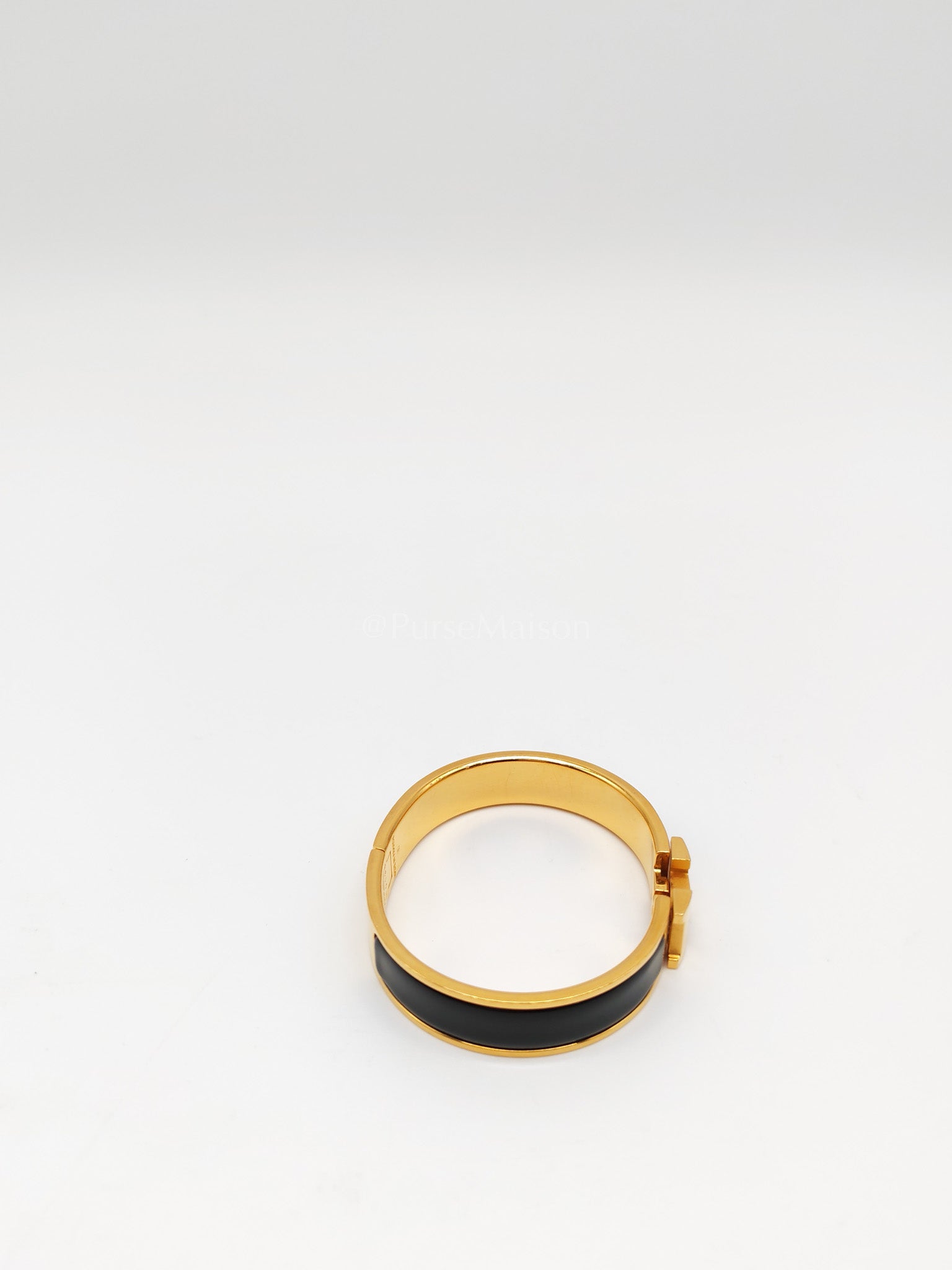 Clic H PM in Black Enamel Gold Hardware Bangle | Purse Maison Luxury Bags Shop
