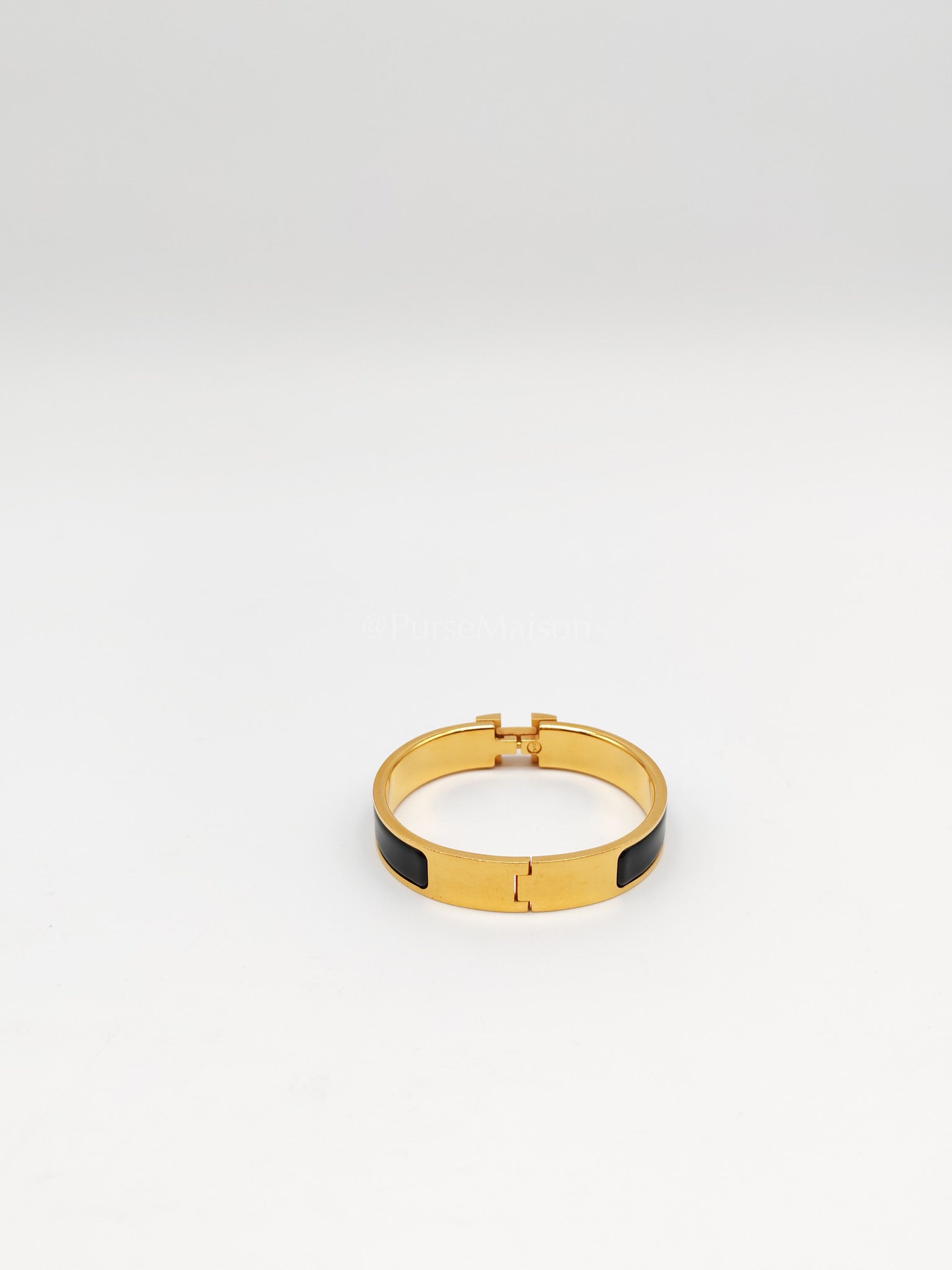 Clic H PM in Black Enamel Gold Hardware Bangle | Purse Maison Luxury Bags Shop