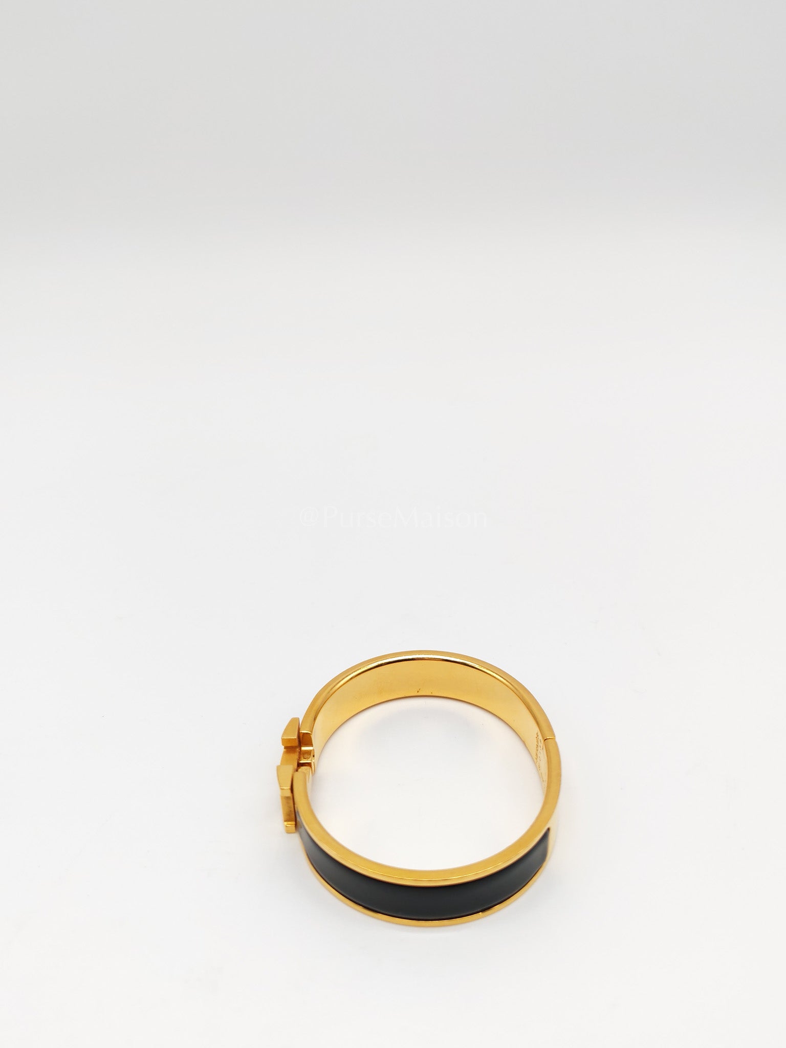 Clic H PM in Black Enamel Gold Hardware Bangle | Purse Maison Luxury Bags Shop