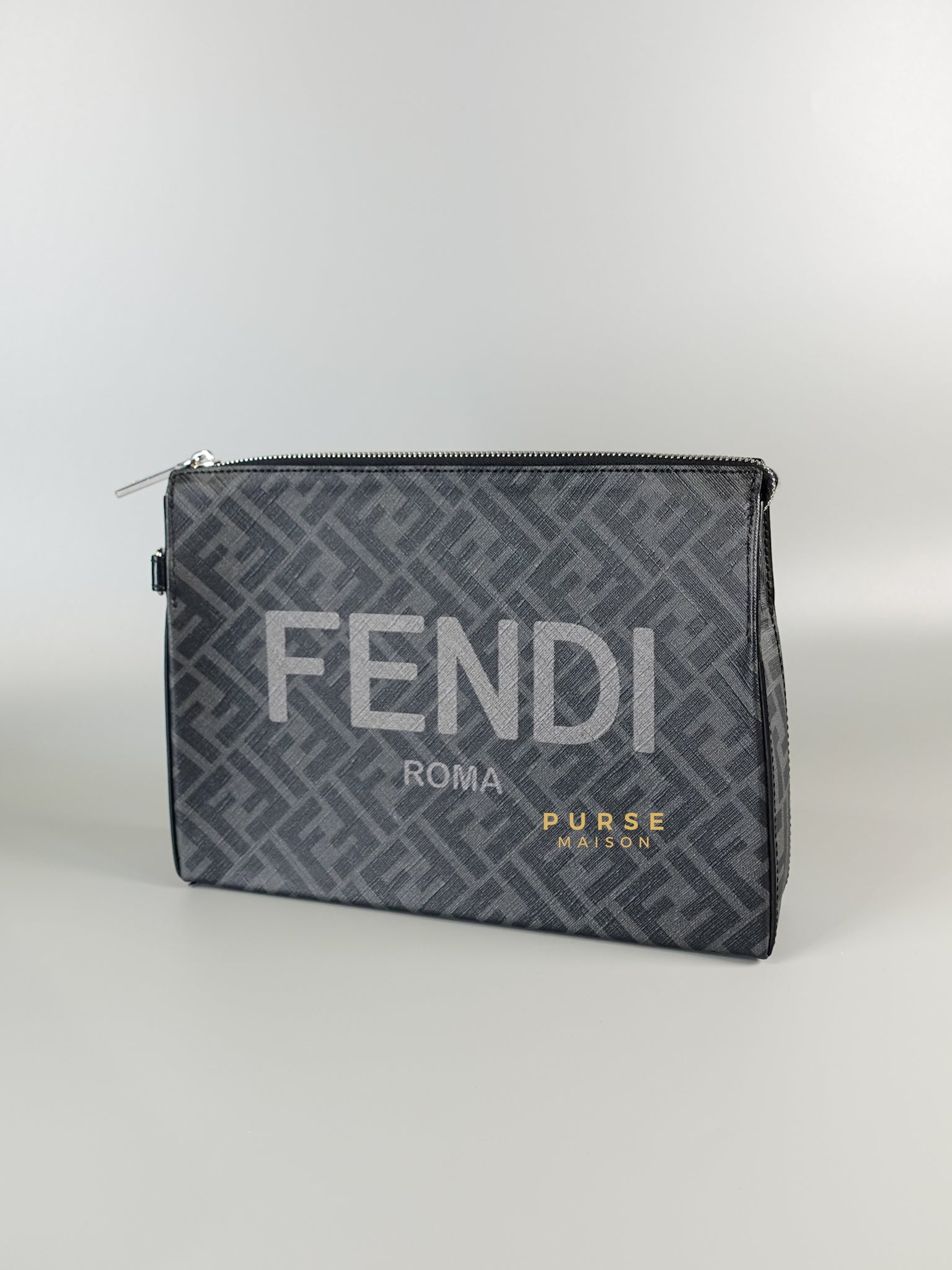 Clutch Bag in Black/Grey Monogram Canvas | Purse Maison Luxury Bags Shop