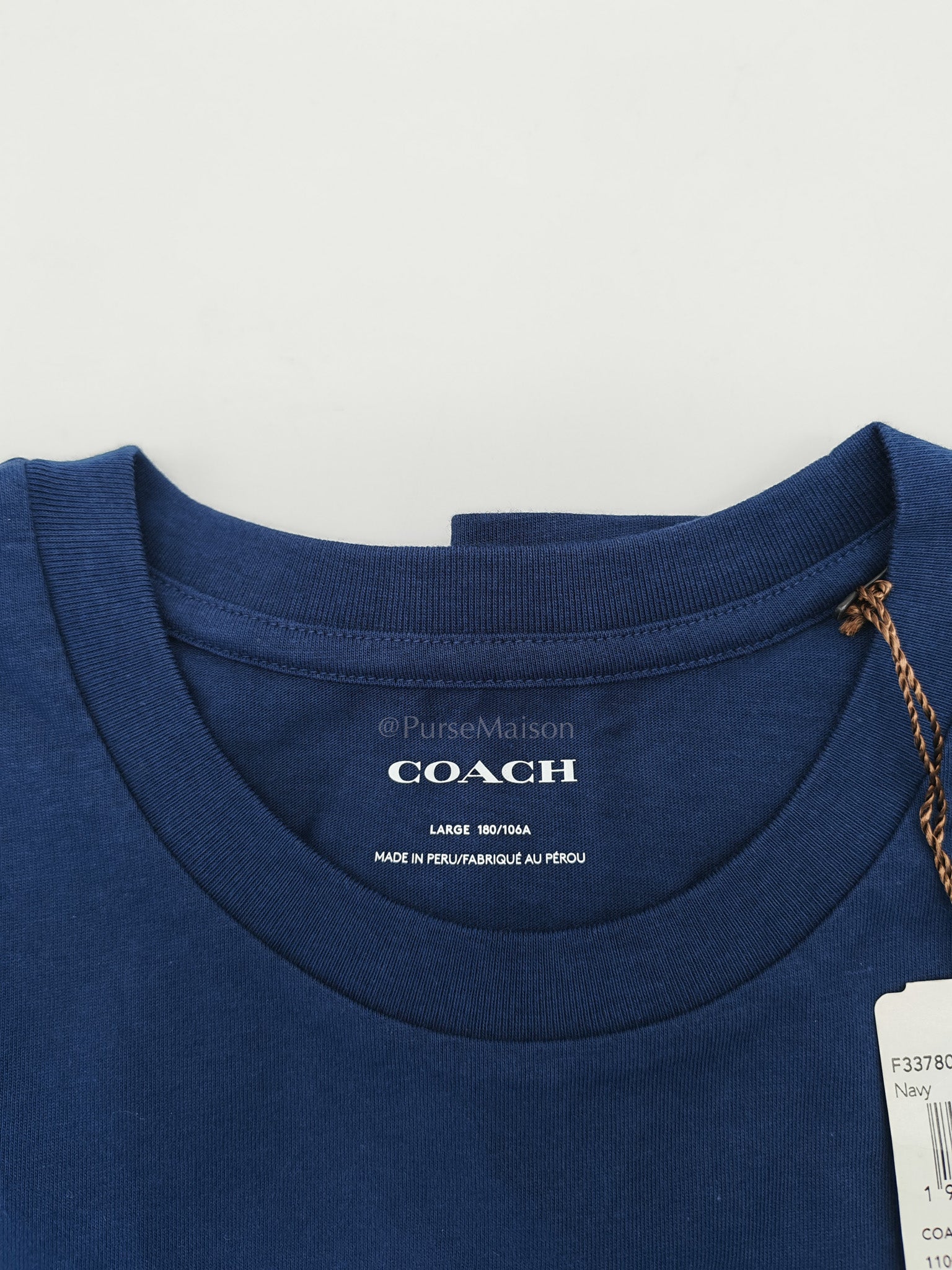 Logo Dark Blue Cotton and Brown Logo Print T-Shirt Size L | Purse Maison Luxury Bags Shop
